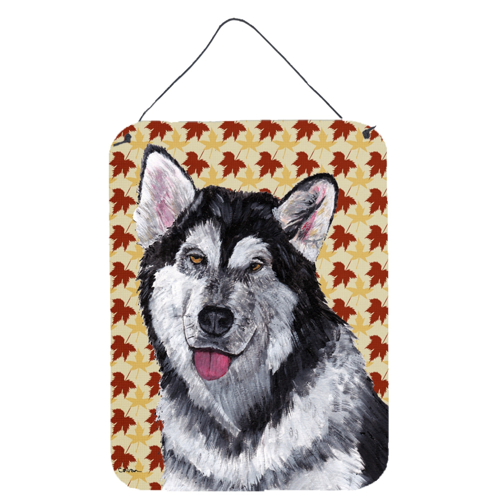 'Caroline'S Treasures Alaskan Malamute Fall Leaves Wall Or Door Hanging Prints, 16'''' X 12''''''