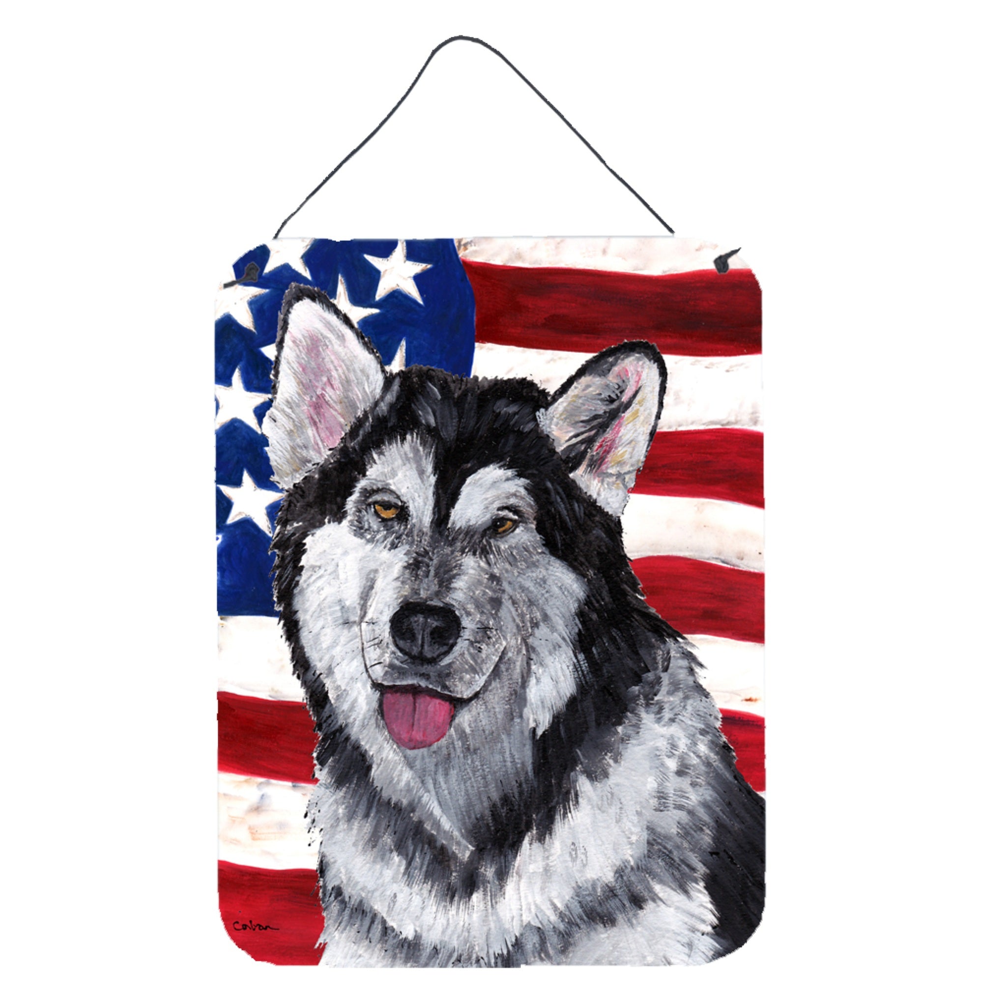 'Caroline'S Treasures Alaskan Malamute Usa Patriotic American Flag Wall Or Door Hanging Prints, 16'''' X 12''''''