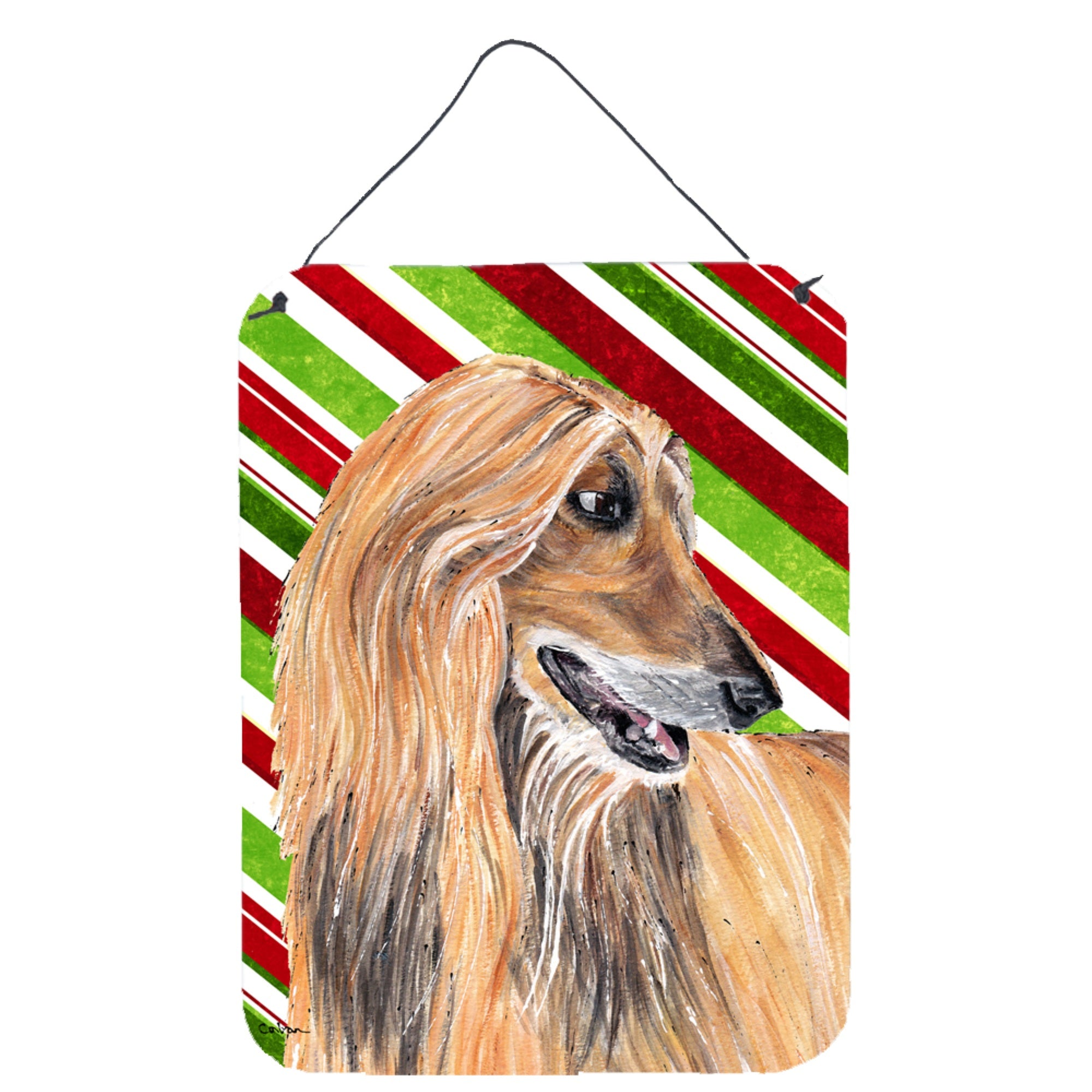 'Caroline'S Treasures Afghan Hound Candy Cane Holiday Christmas Wall Or Door Hanging Prints, 16'''' X 12''''''