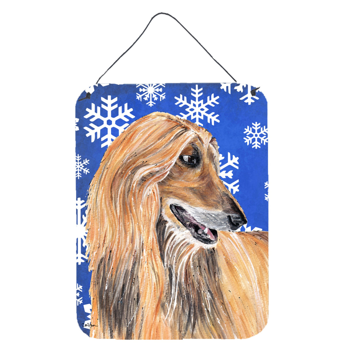 'Caroline'S Treasures Afghan Hound Winter Snowflakes Holiday Wall Or Door Hanging Prints, 16'''' X 12''''''