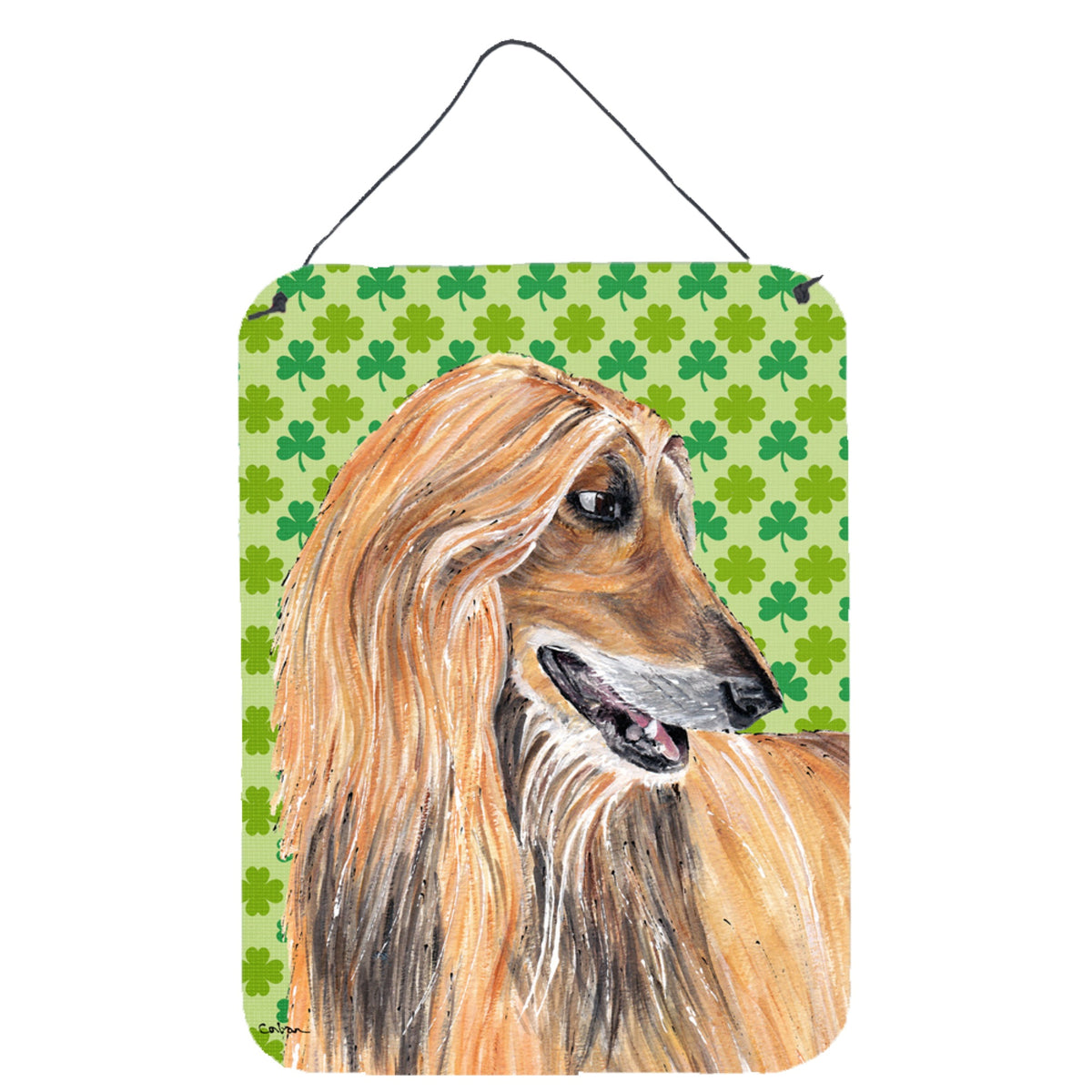 'Caroline'S Treasures Afghan Hound St. Patrick'S Day Shamrock Wall Or Door Hanging Prints, 16'''' X 12''''''