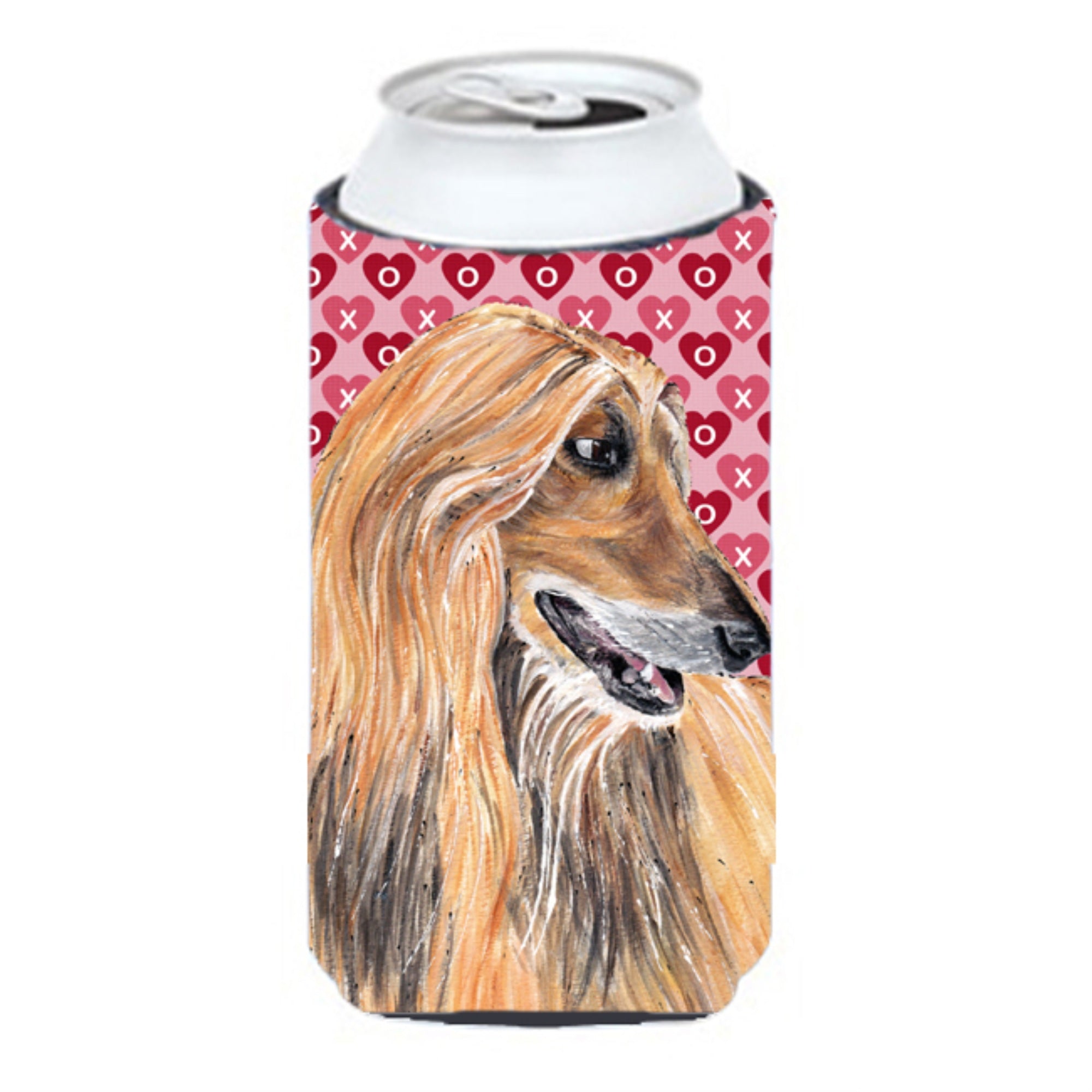 Afghan Hound Hearts Love And Valentines Day Tall Boy Beverage Insulator Hugger Sc9503Tbc