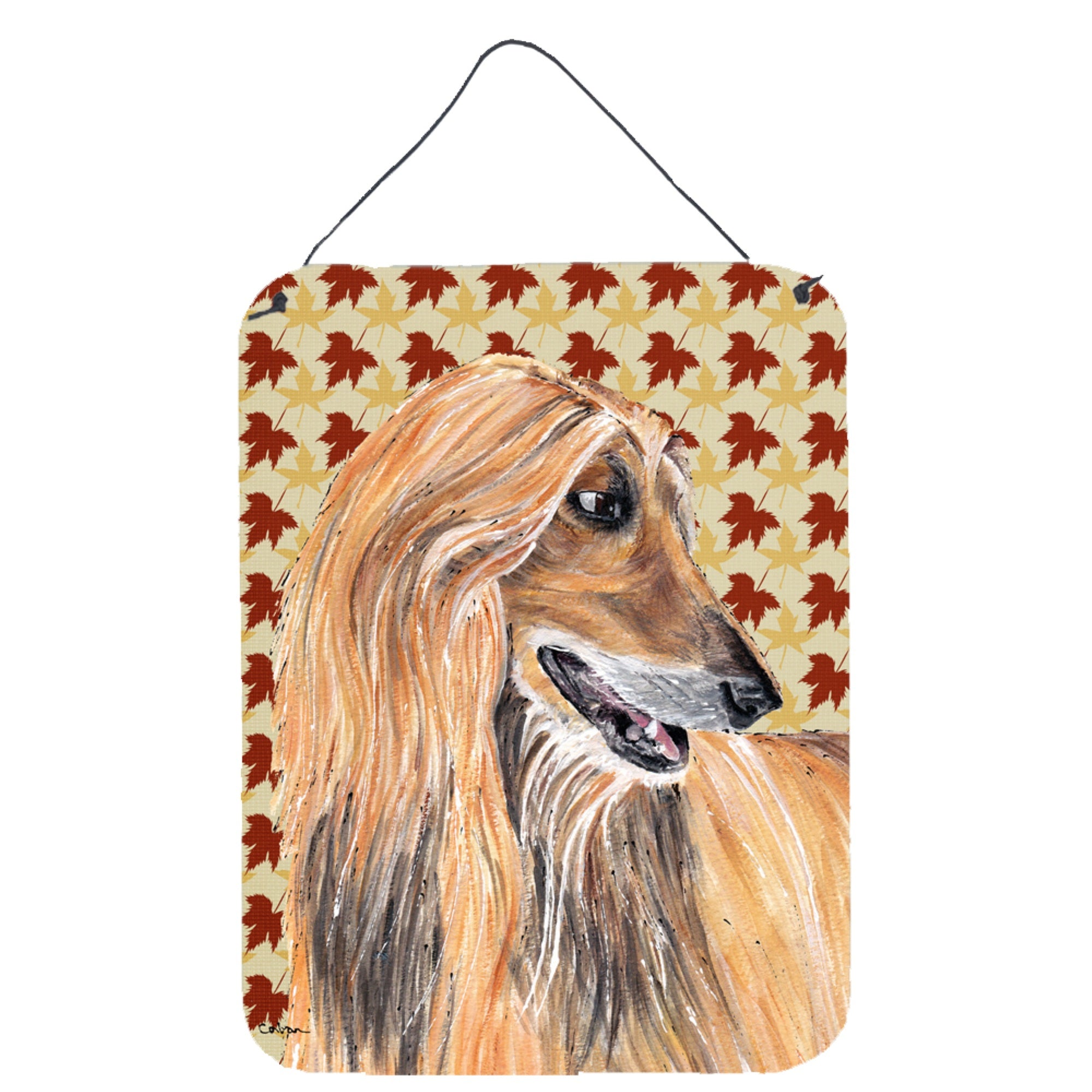 'Caroline'S Treasures Afghan Hound Fall Leaves Wall Or Door Hanging Prints, 16'''' X 12''''''