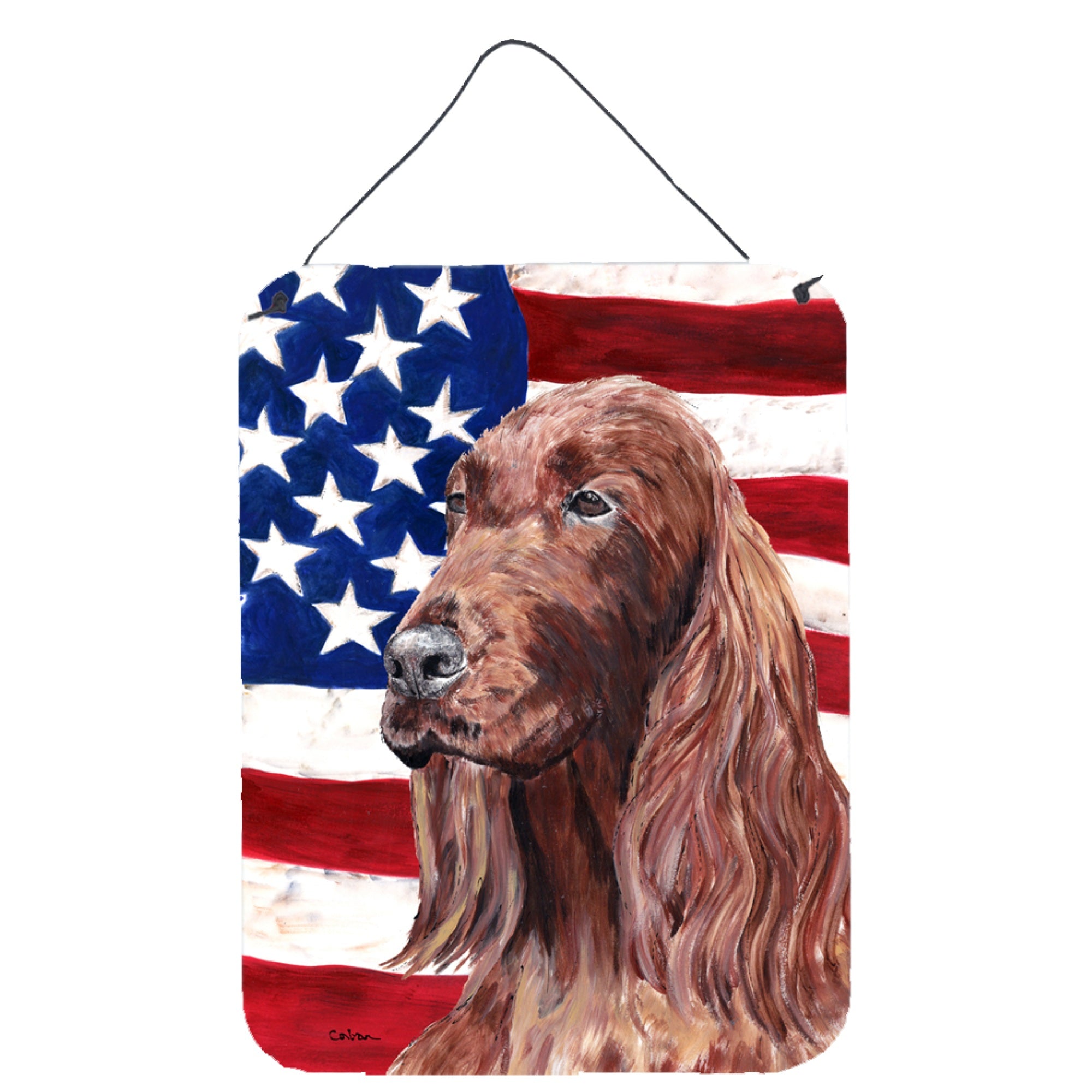 'Caroline'S Treasures Irish Setter Usa American Flag Aluminium Metal Wall Or Door Hanging Prints, 16'''' X 12''''''