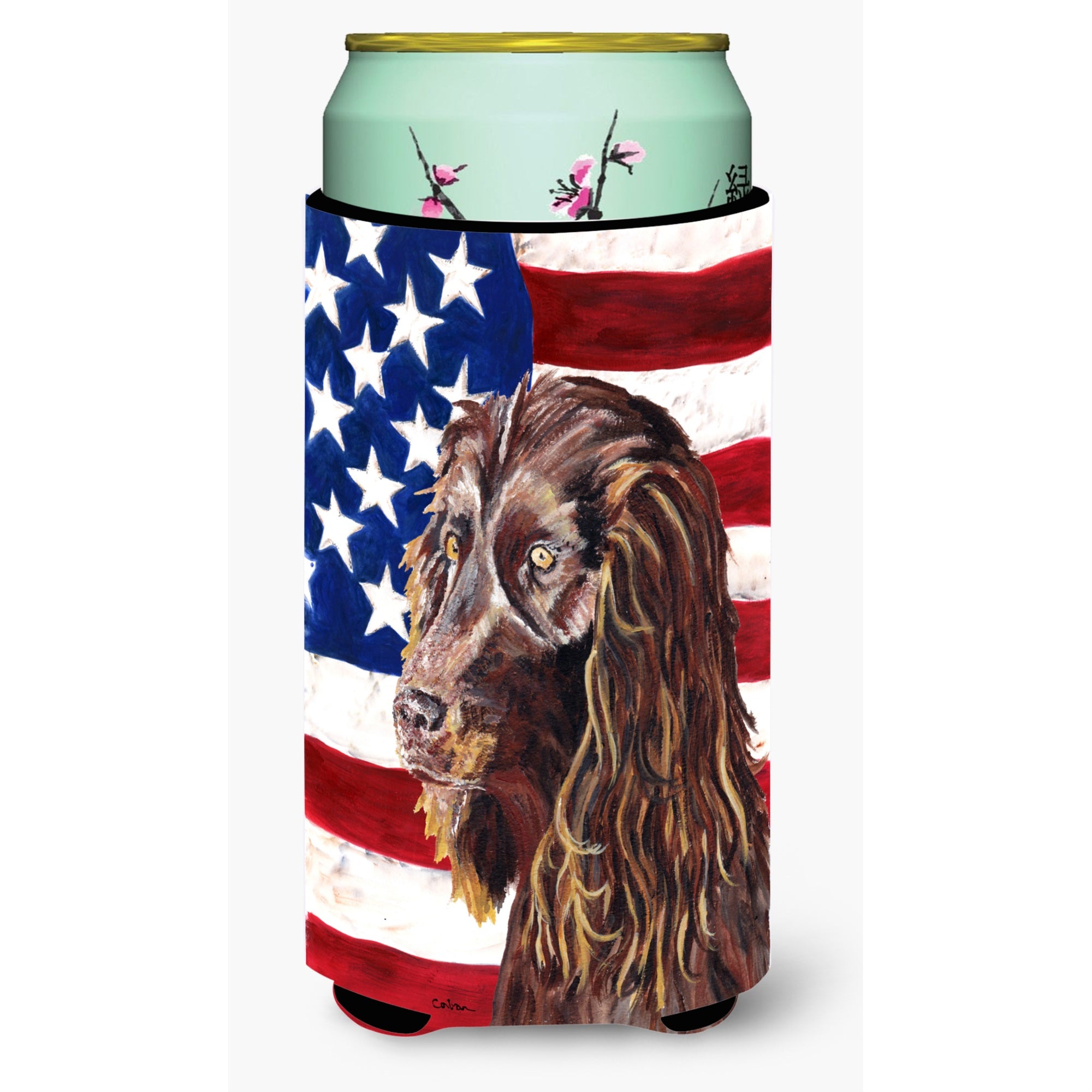 Boykin Spaniel Usa American Flag Tall Boy Beverage Insulator Beverage Insulator Hugger