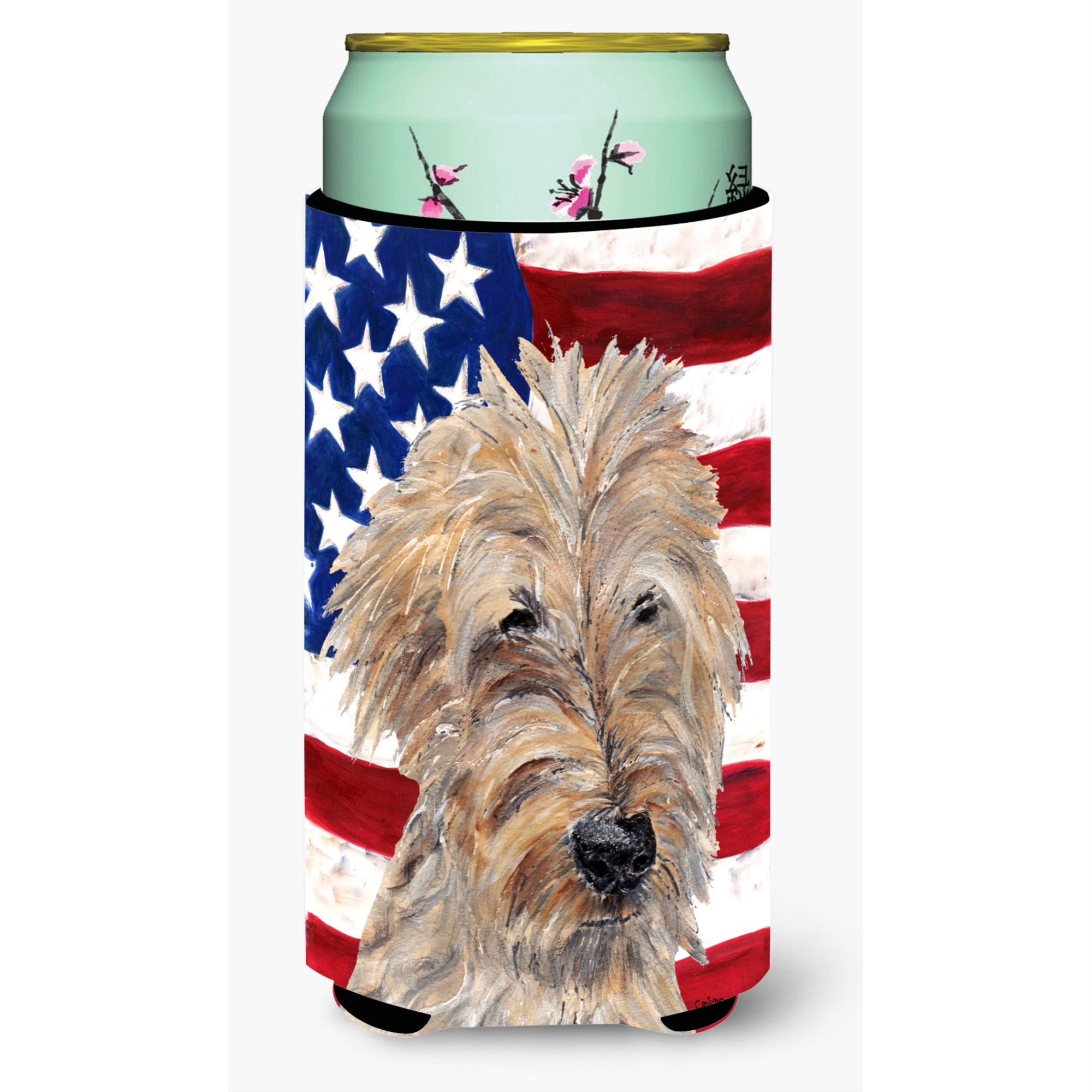 Goldendoodle Usa American Flag Tall Boy Beverage Insulator Beverage Insulator Hugger