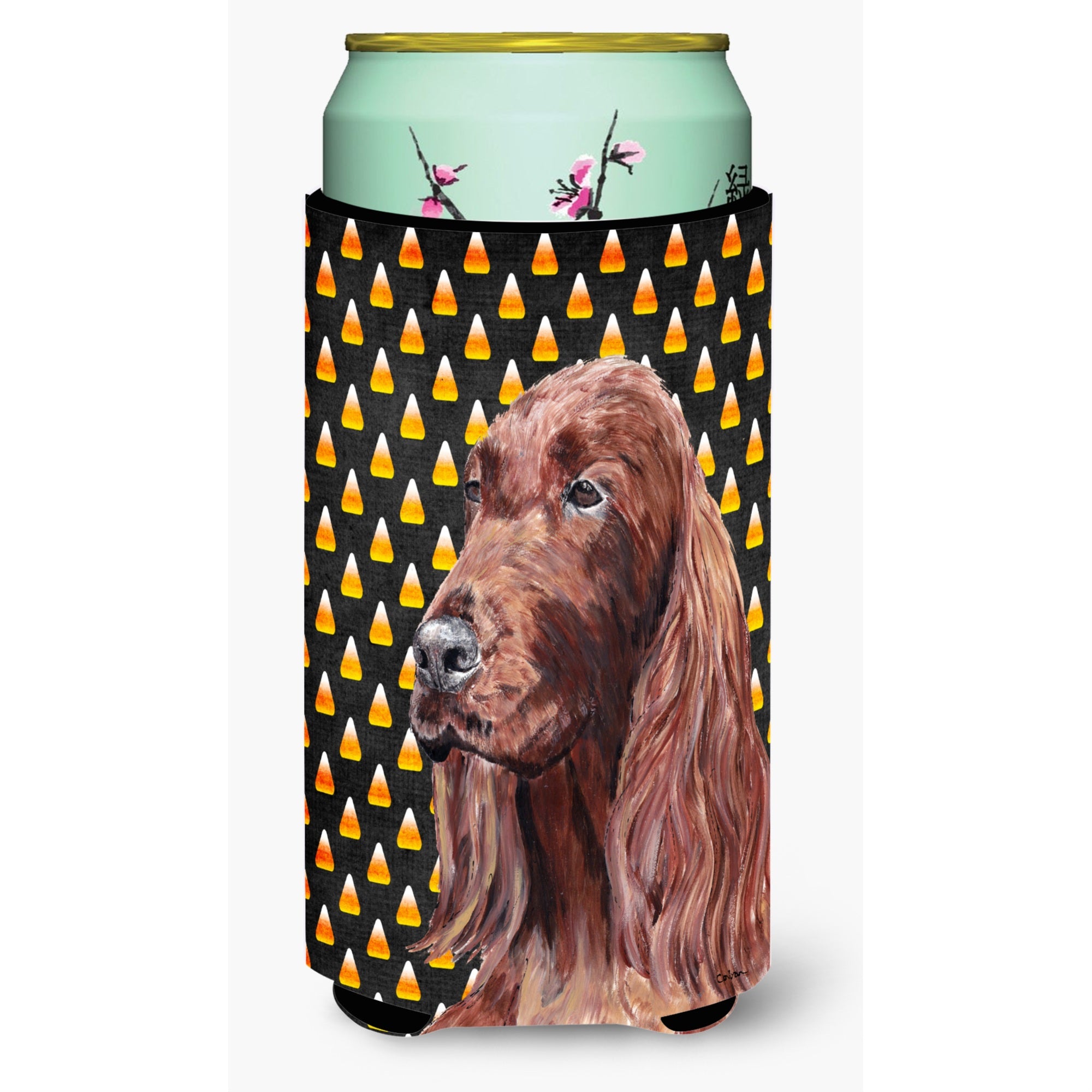 Irish Setter Halloween Candy Corn Tall Boy Beverage Insulator Beverage Insulator Hugger