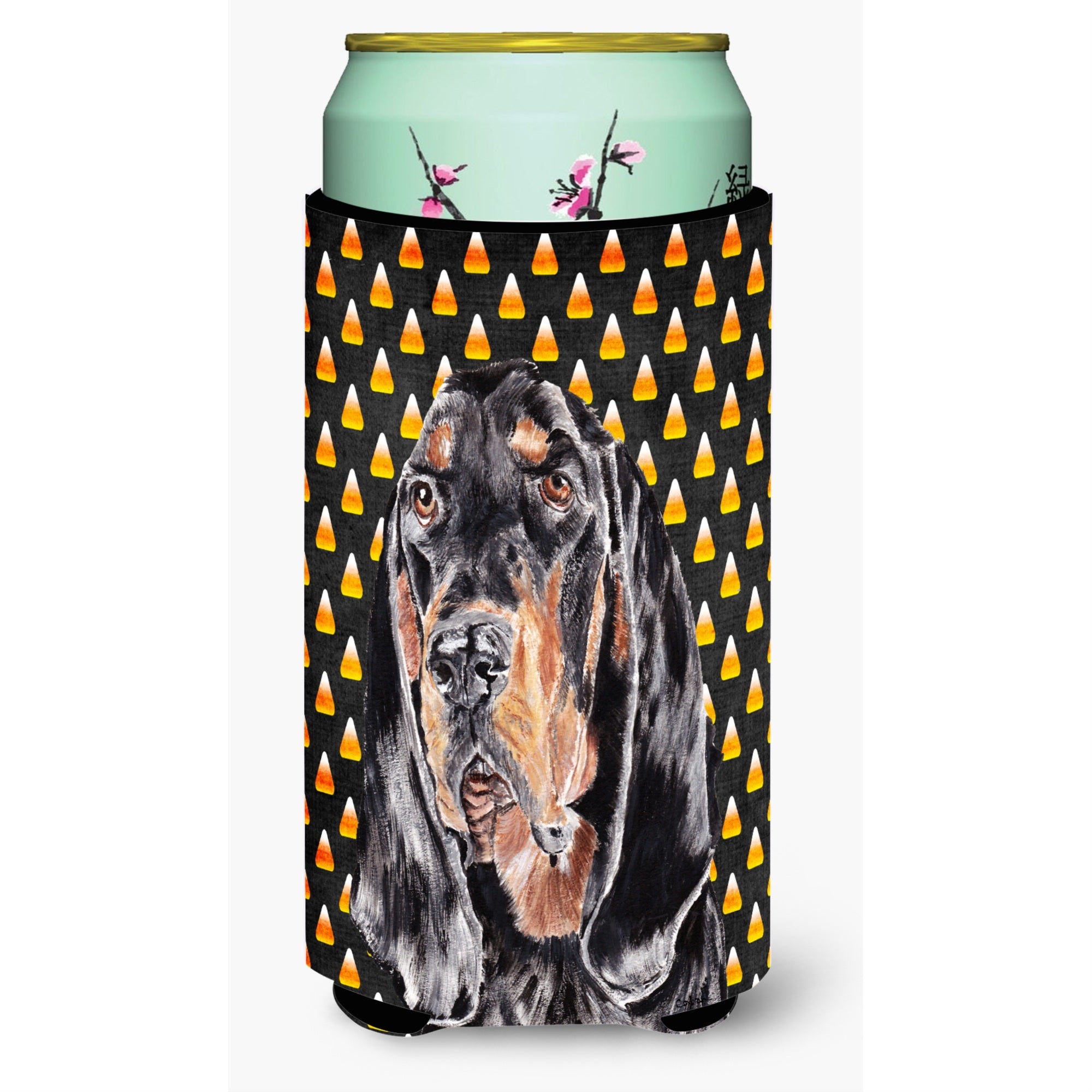 Coonhound Halloween Candy Corn Tall Boy Beverage Insulator Beverage Insulator Hugger