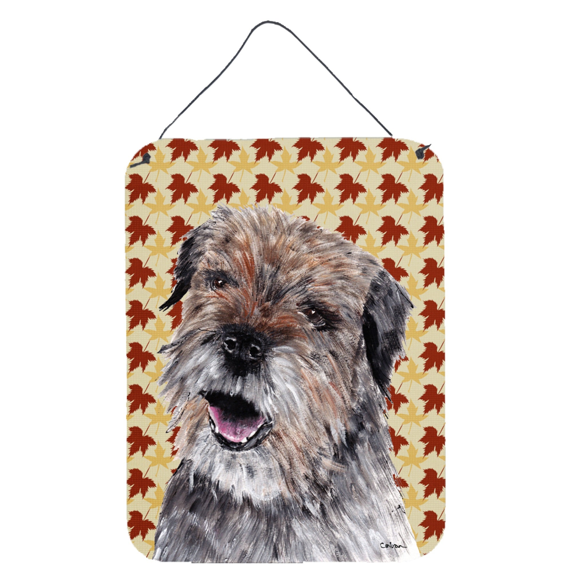 'Caroline'S Treasures Border Terrier Fall Leaves Aluminium Metal Wall Or Door Hanging Prints, 16'''' X 12''''''