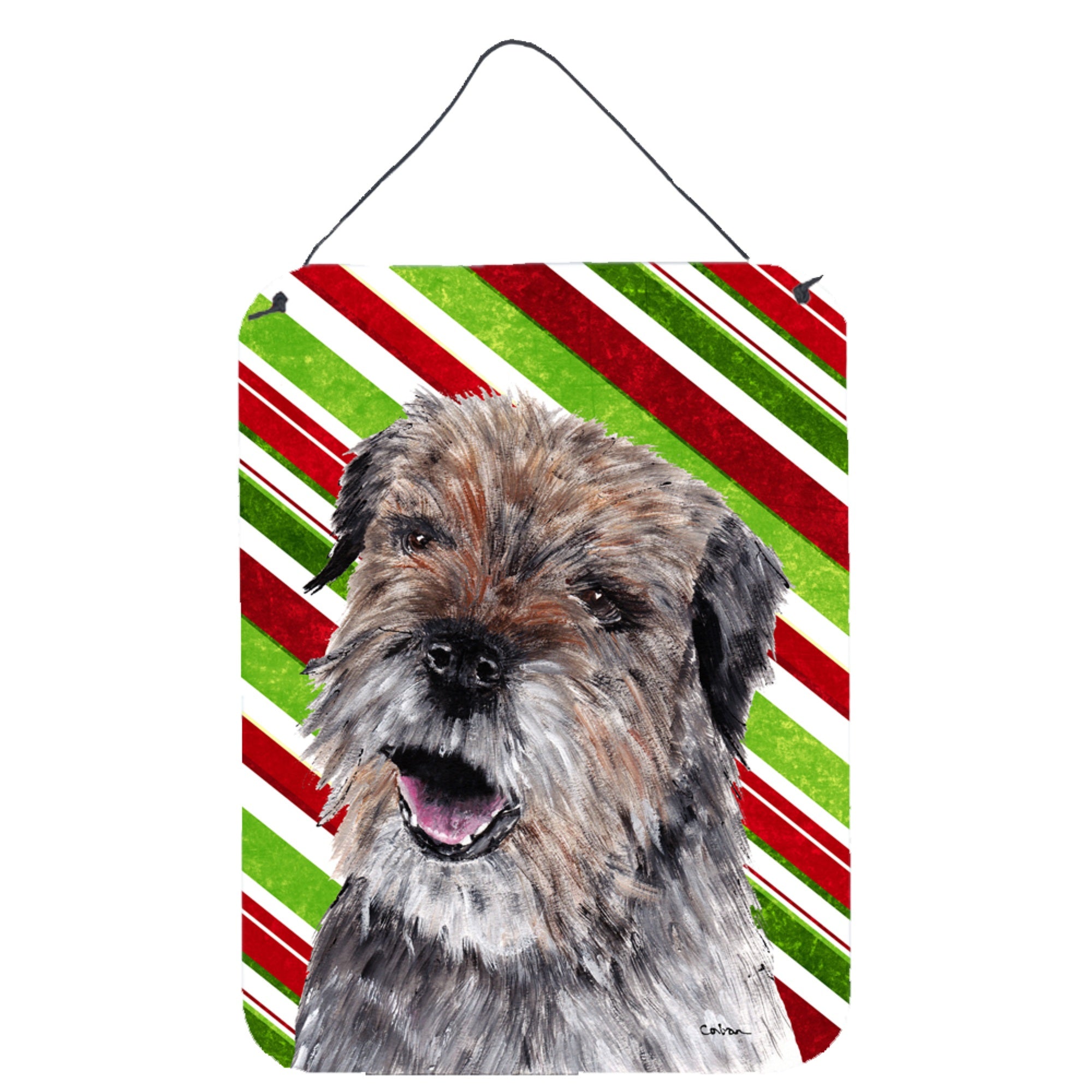 'Caroline'S Treasures Border Terrier Candy Cane Christmas Aluminium Metal Wall Or Door Hanging Prints, 16'''' X 12''''''