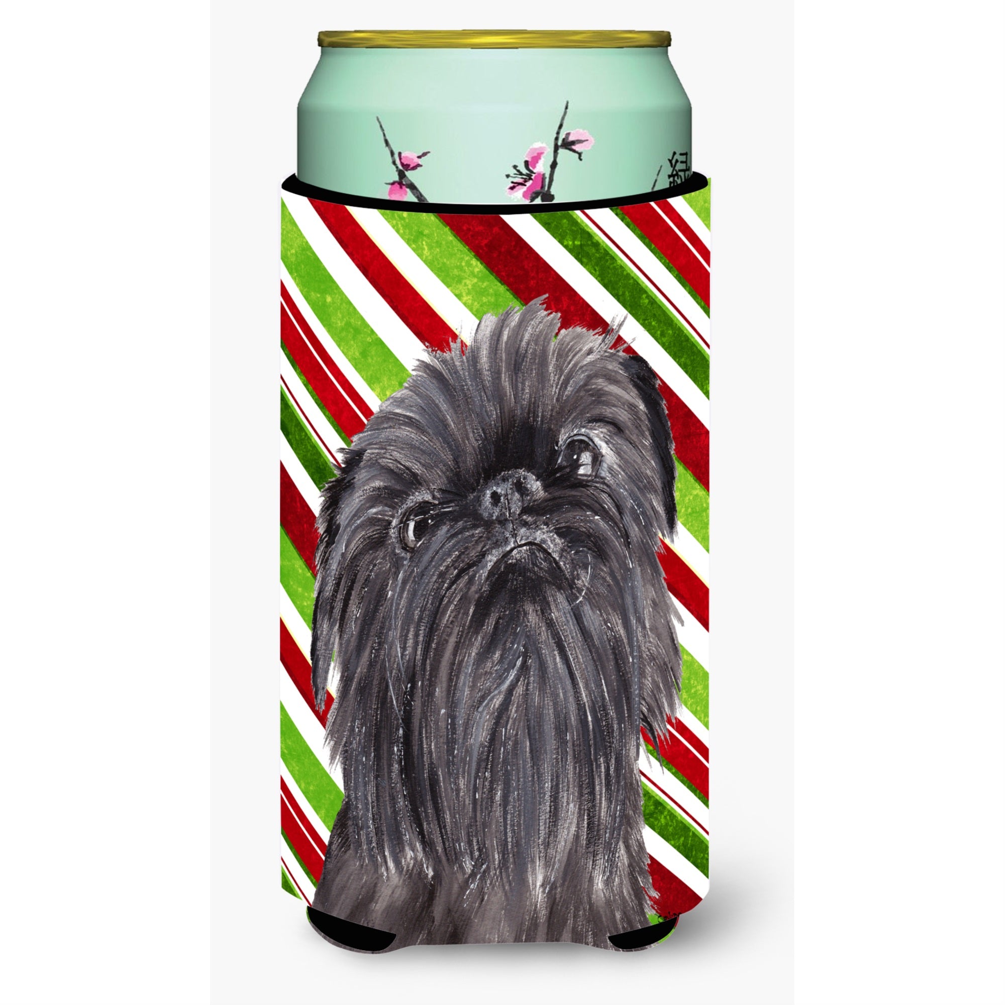 Brussels Griffon Candy Cane Christmas Tall Boy Beverage Insulator Beverage Insulator Hugger