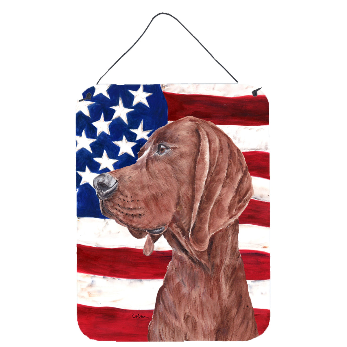 'Caroline'S Treasures Redbone Coonhound With American Flag Usa Wall Or Door Hanging Prints, 16'''' X 12''''''