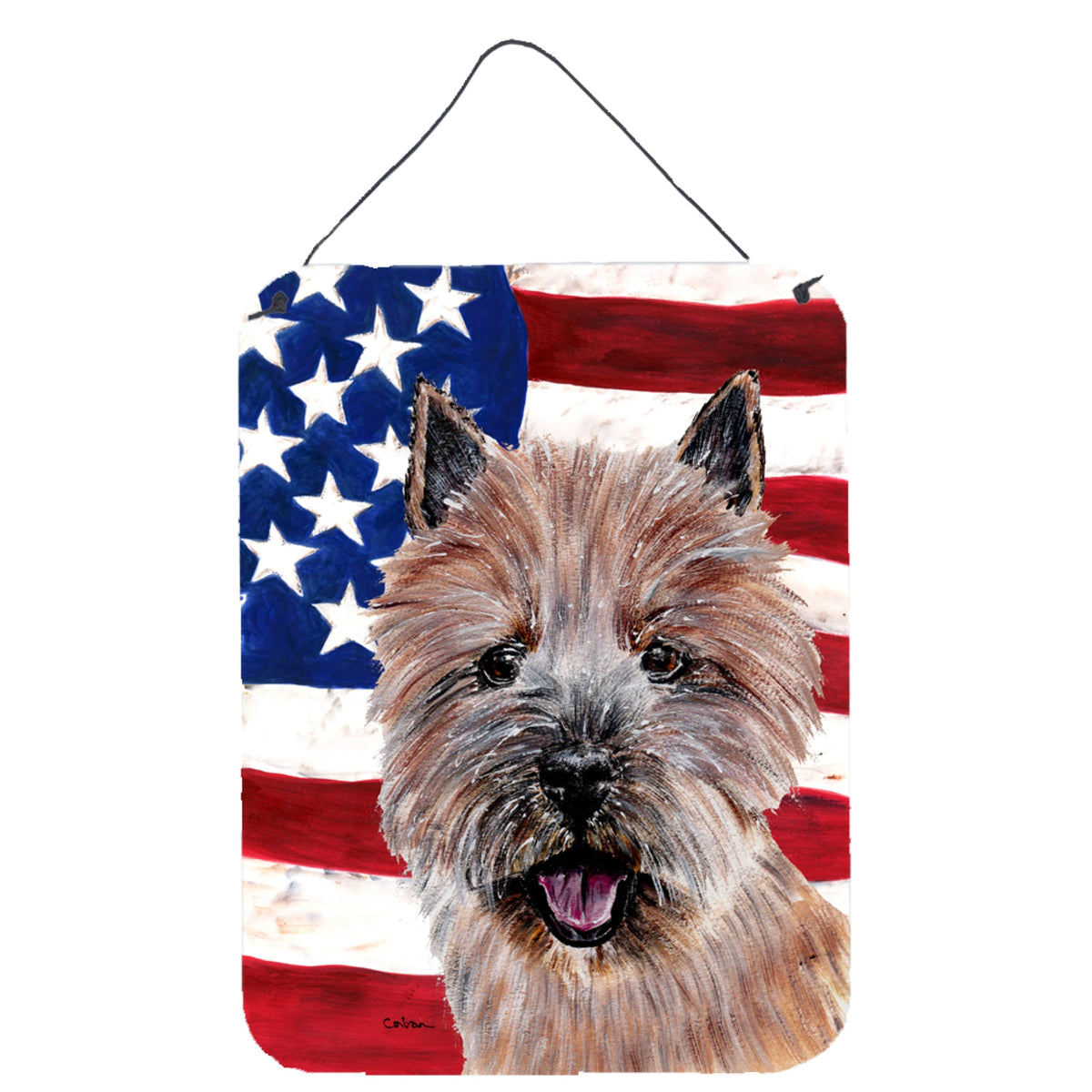 'Caroline'S Treasures Norwich Terrier With American Flag Usa Wall Or Door Hanging Prints, 16'''' X 12''''''