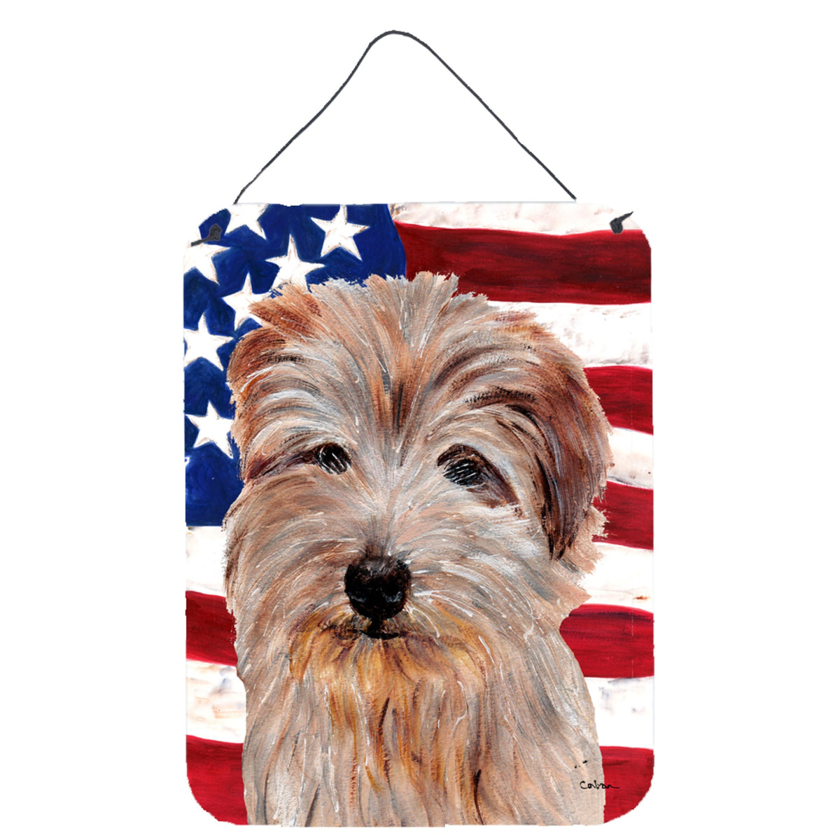 'Caroline'S Treasures Norfolk Terrier With American Flag Usa Wall Or Door Hanging Prints, 16'''' X 12''''''