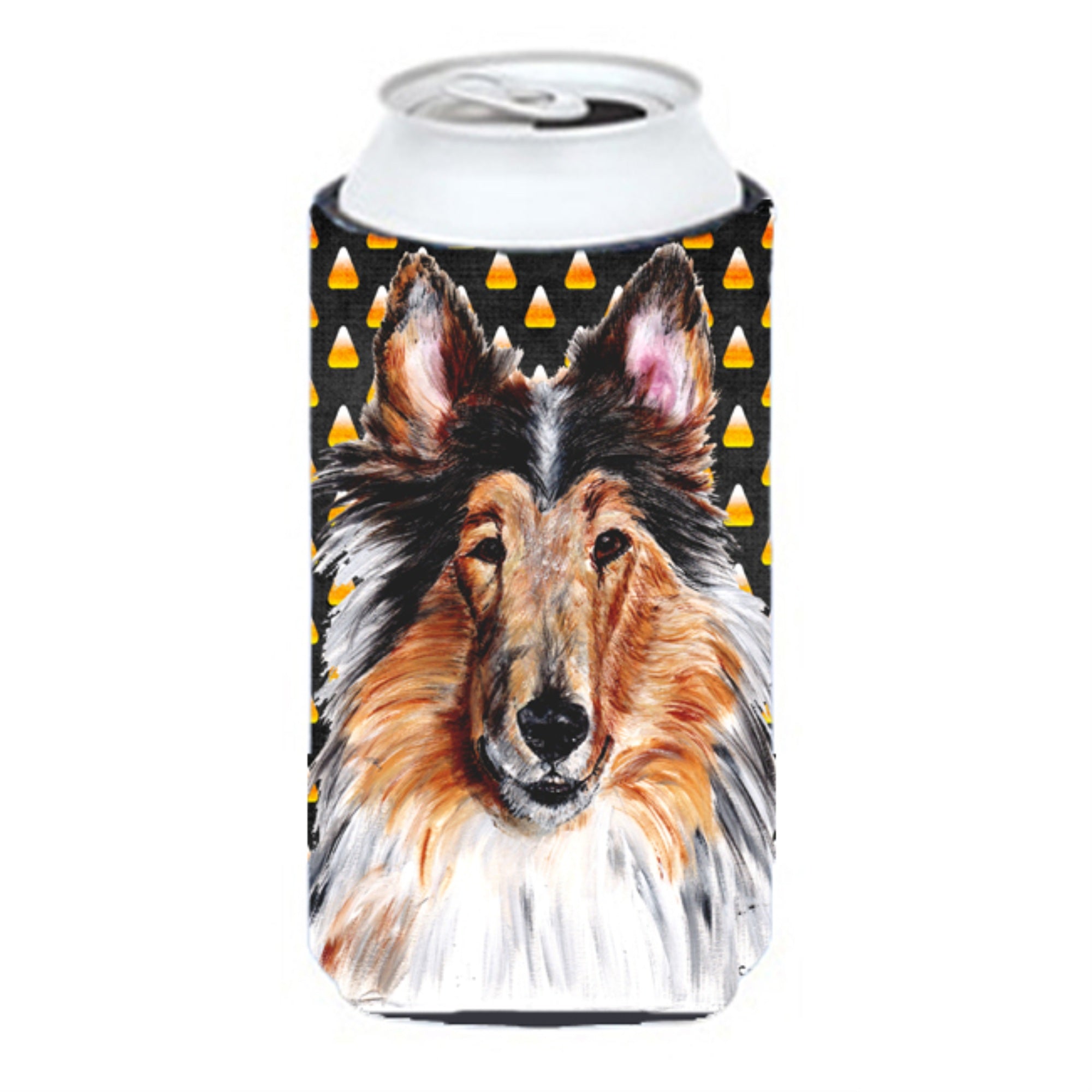 Collie Candy Corn Halloween Tall Boy Beverage Insulator Hugger Sc9646Tbc