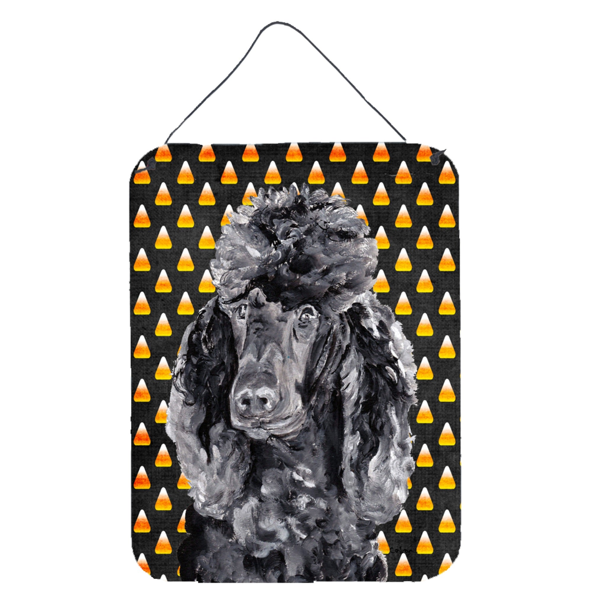 'Caroline'S Treasures Black Standard Poodle Candy Corn Halloween Wall Or Door Hanging Prints, 16'''' X 12''''''