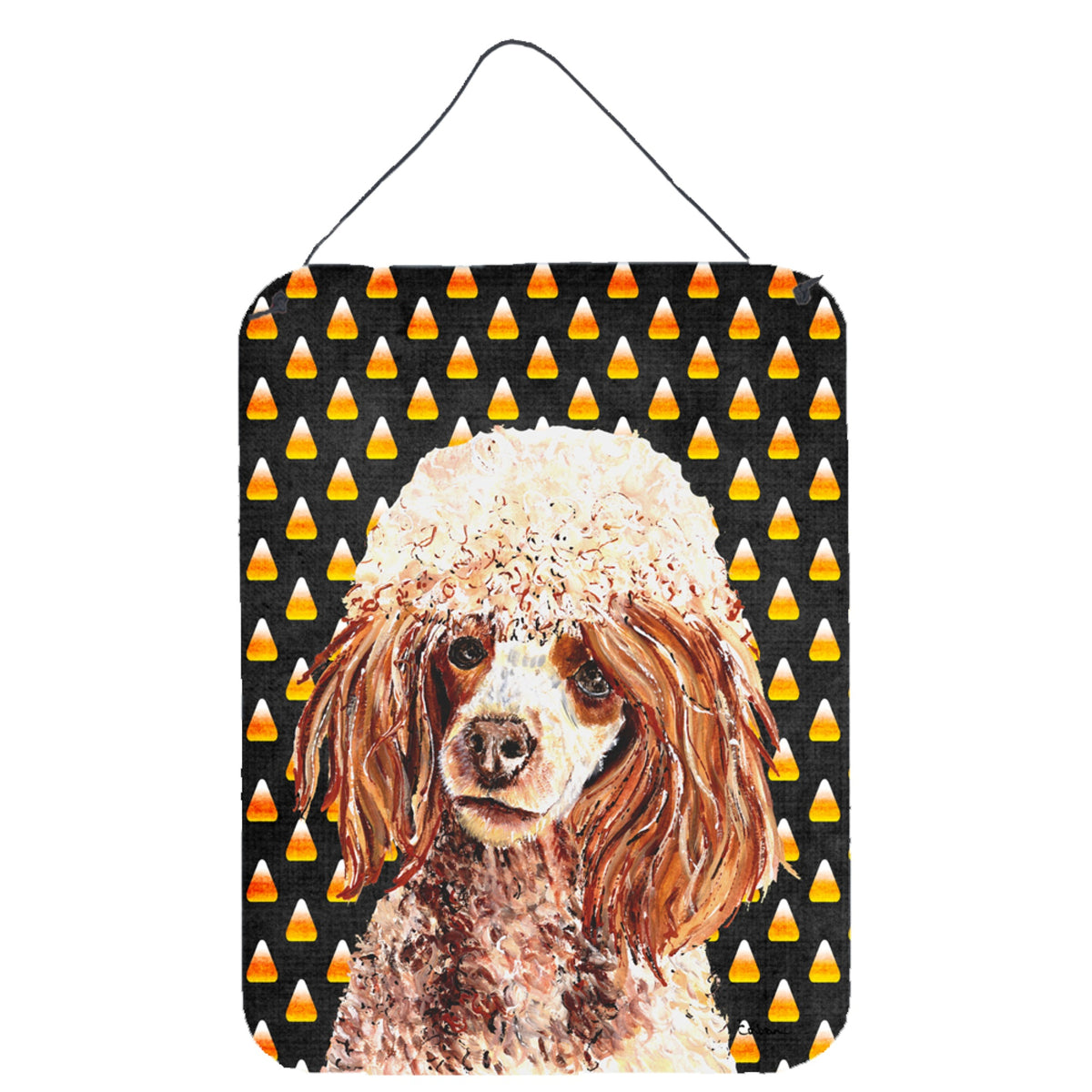 'Caroline'S Treasures Red Miniature Poodle Candy Corn Halloween Wall Or Door Hanging Prints, 16'''' X 12''''''