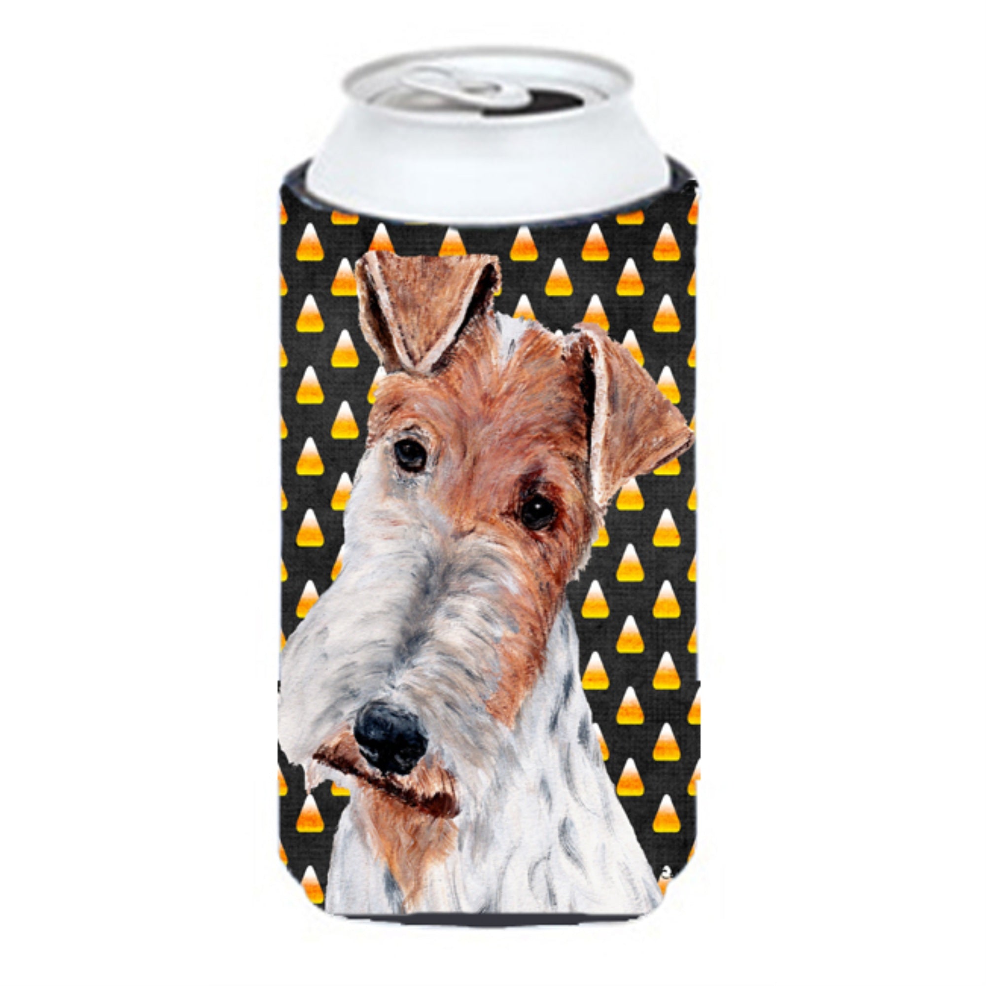 Wire Fox Terrier Candy Corn Halloween Tall Boy Beverage Insulator Hugger Sc9652Tbc