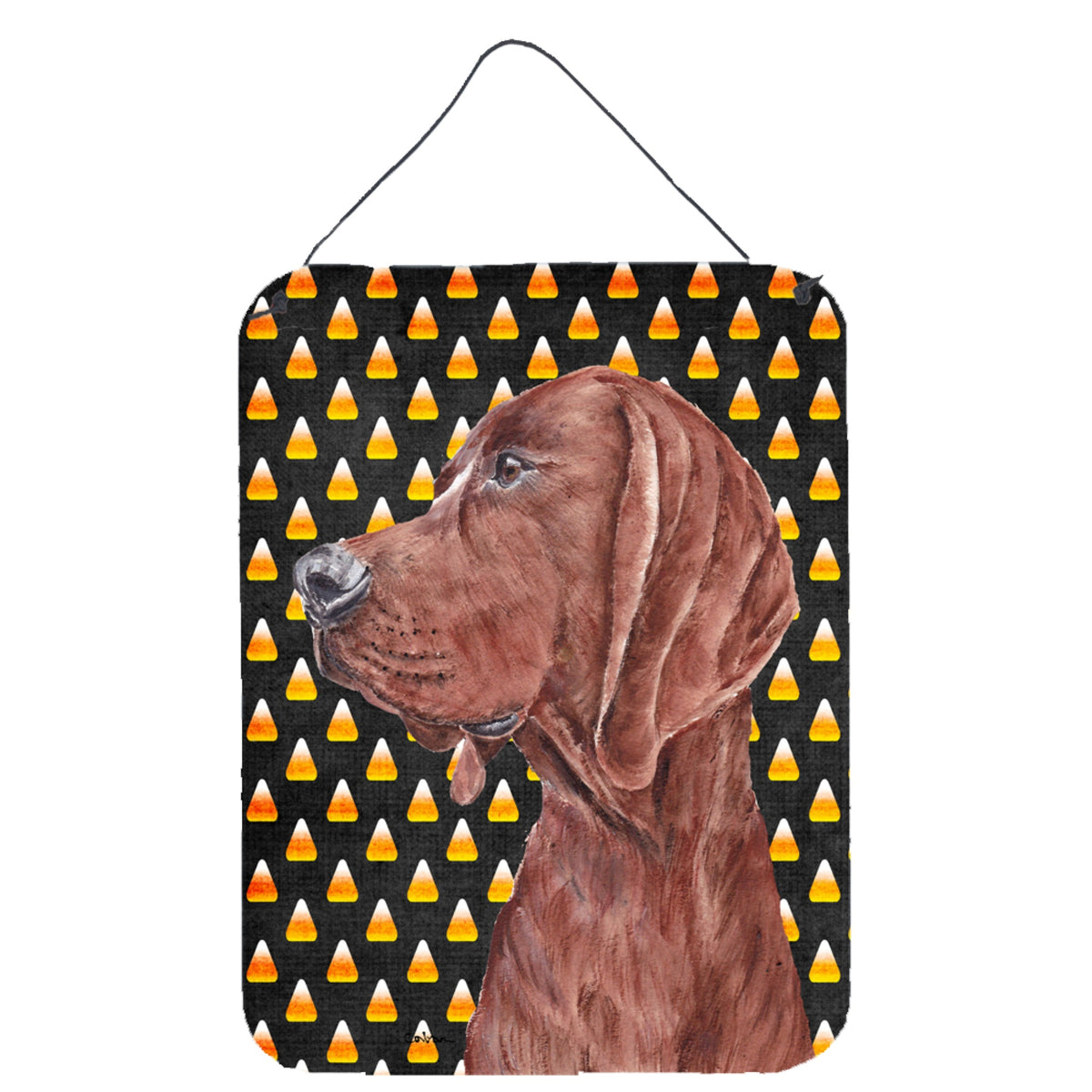 'Caroline'S Treasures Redbone Coonhound Candy Corn Halloween Wall Or Door Hanging Prints, 16'''' X 12''''''