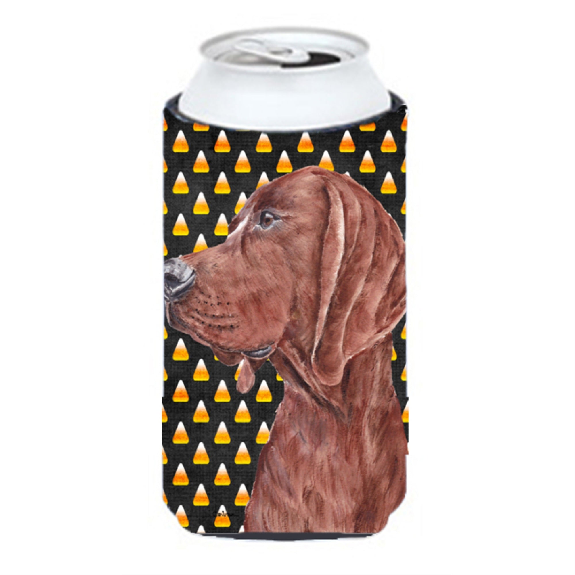 Redbone Coonhound Candy Corn Halloween Tall Boy Beverage Insulator Hugger SC9659TBC