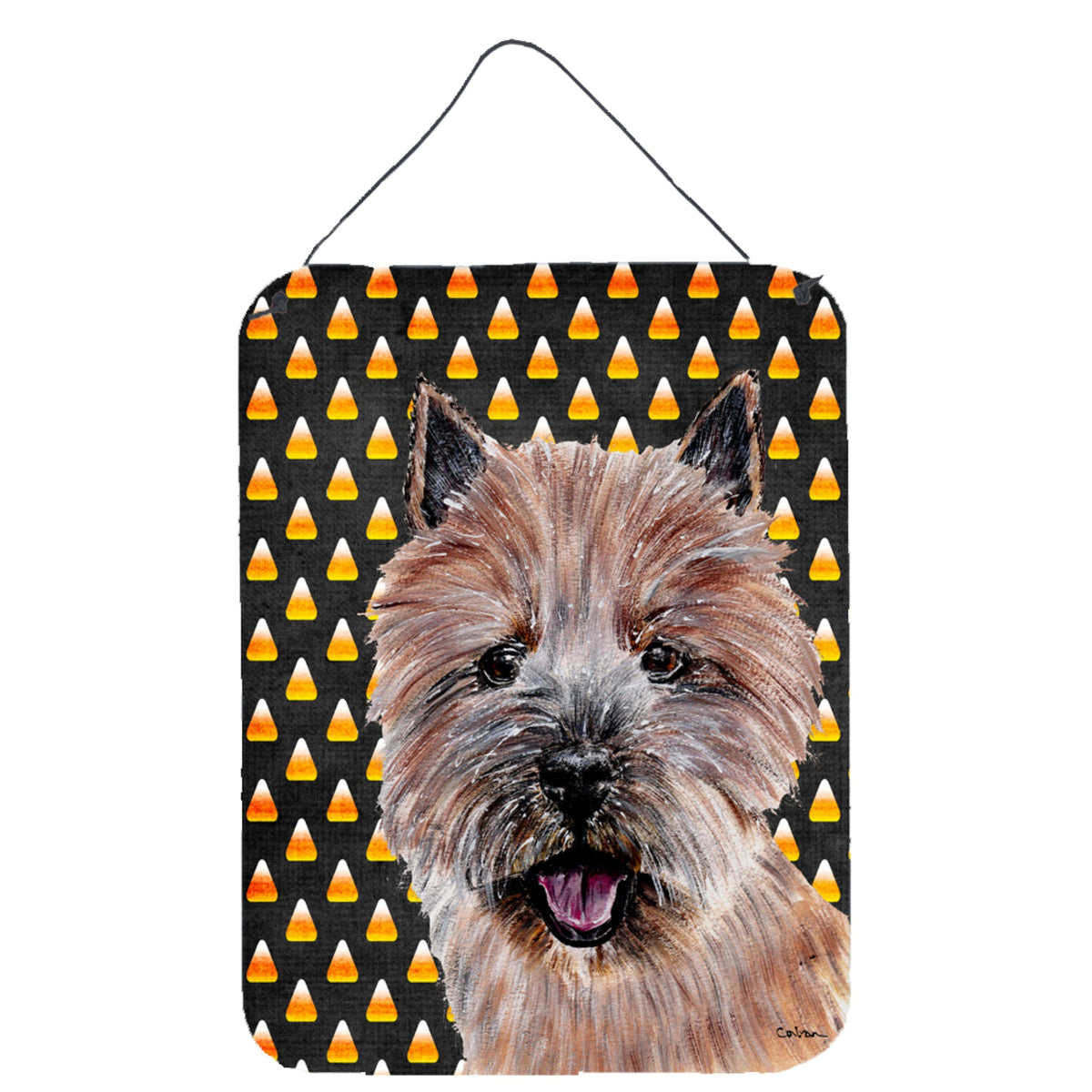 'Caroline'S Treasures Norwich Terrier Candy Corn Halloween Wall Or Door Hanging Prints, 16'''' X 12''''''