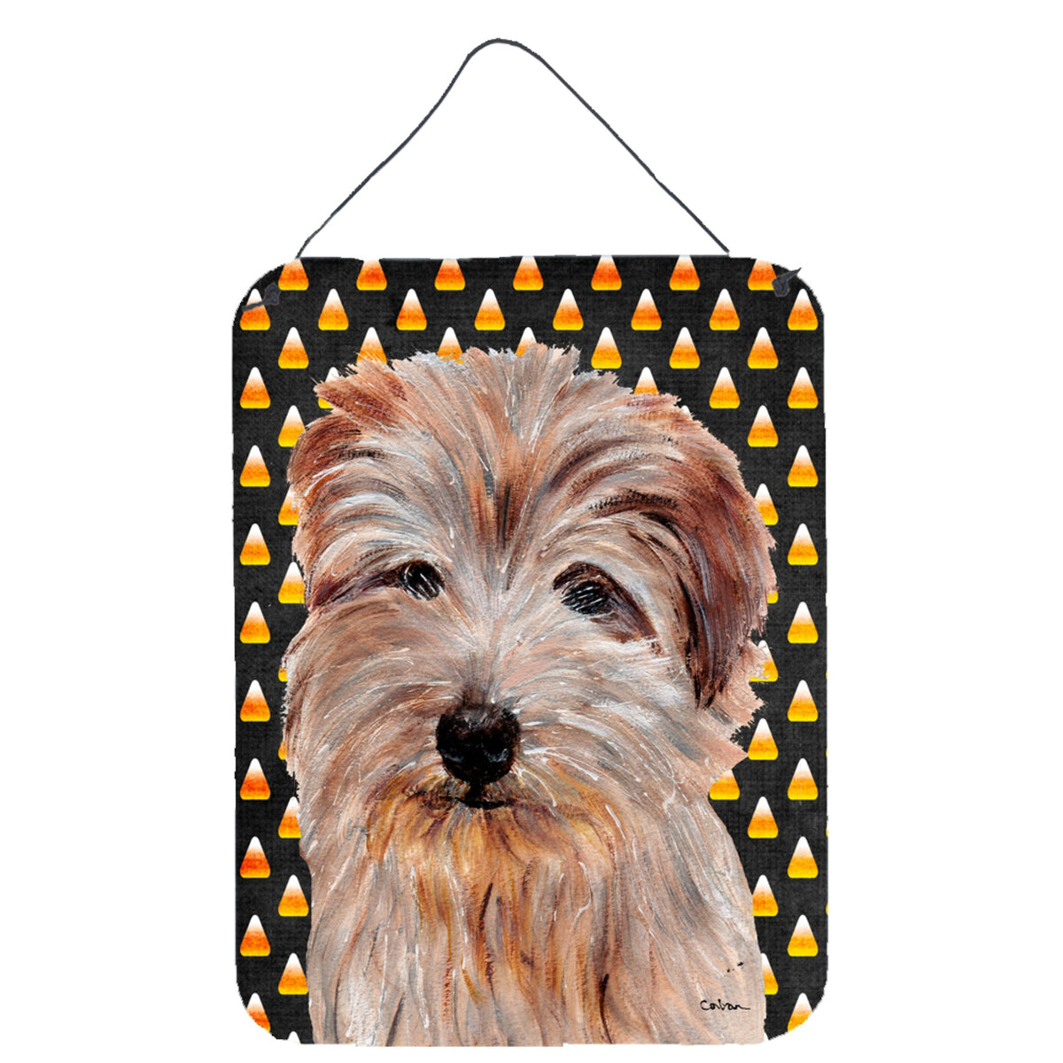 'Caroline'S Treasures Norfolk Terrier Candy Corn Halloween Wall Or Door Hanging Prints, 16'''' X 12''''''