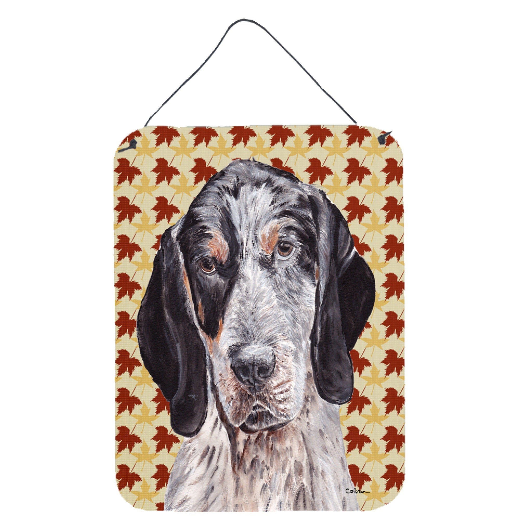 'Caroline'S Treasures Blue Tick Coonhound Fall Leaves Wall Or Door Hanging Prints, 16'''' X 12''''''