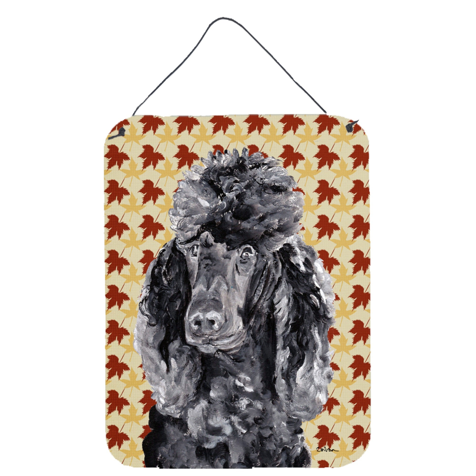'Caroline'S Treasures Black Standard Poodle Fall Leaves Wall Or Door Hanging Prints, 16'''' X 12''''''