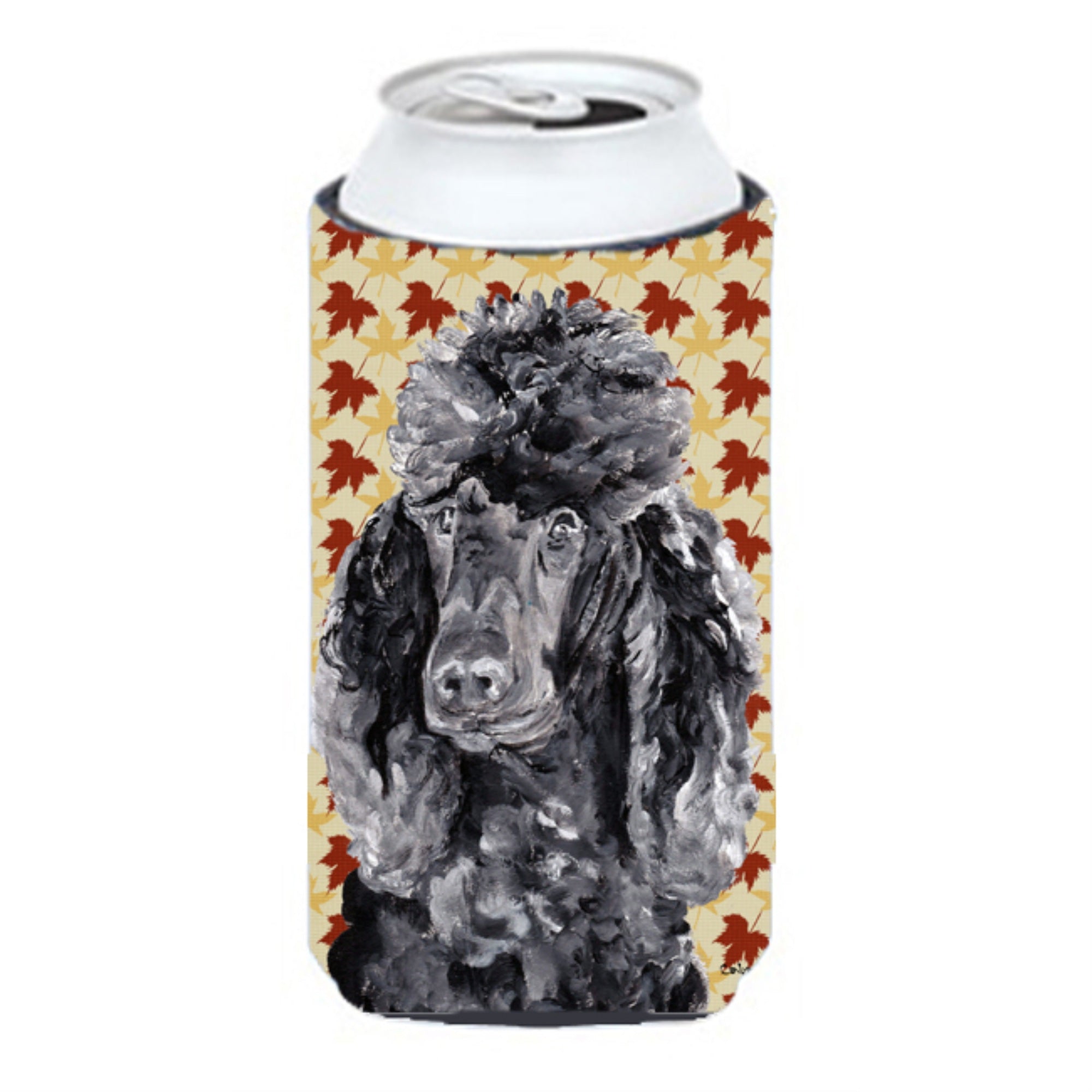 Black Standard Poodle Fall Leaves Tall Boy Beverage Insulator Hugger SC9674TBC