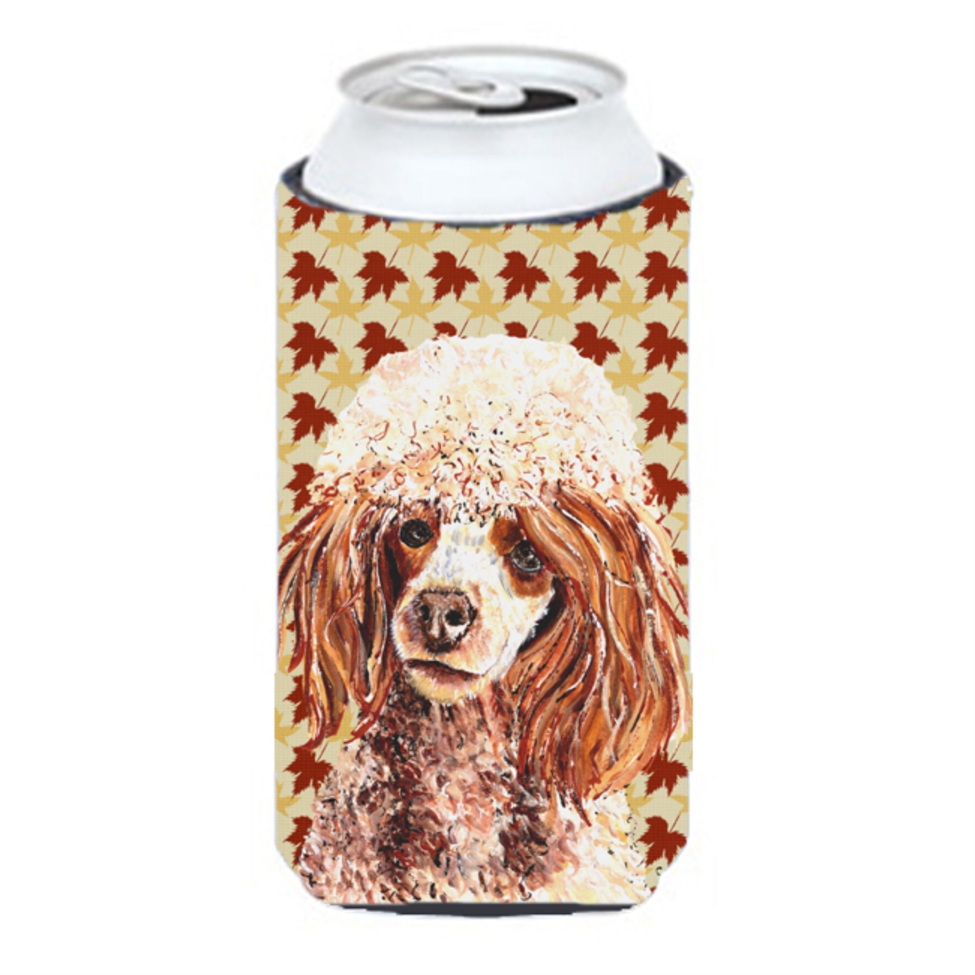 Red Miniature Poodle Fall Leaves Tall Boy Beverage Insulator Hugger Sc9675Tbc