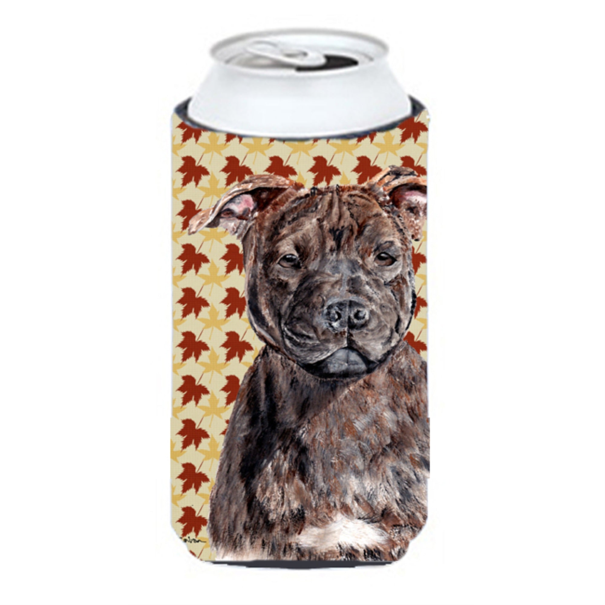Staffordshire Bull Terrier Staffie Fall Leaves Tall Boy Beverage Insulator Hugger SC9681TBC