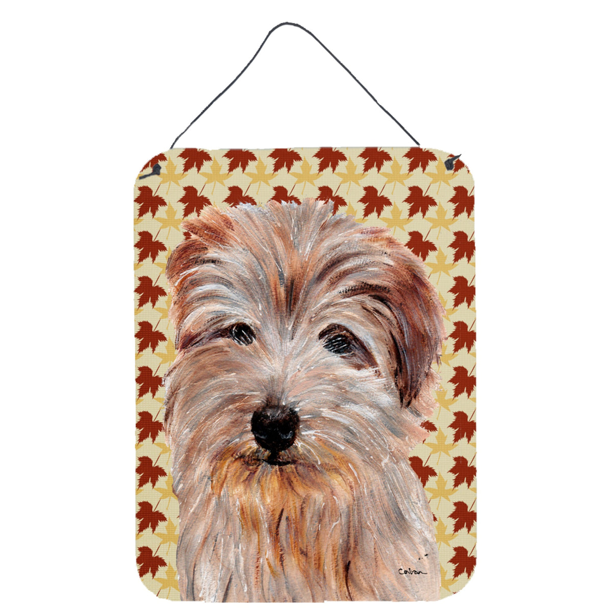 'Caroline'S Treasures Norfolk Terrier Fall Leaves Wall Or Door Hanging Prints, 16'''' X 12''''''