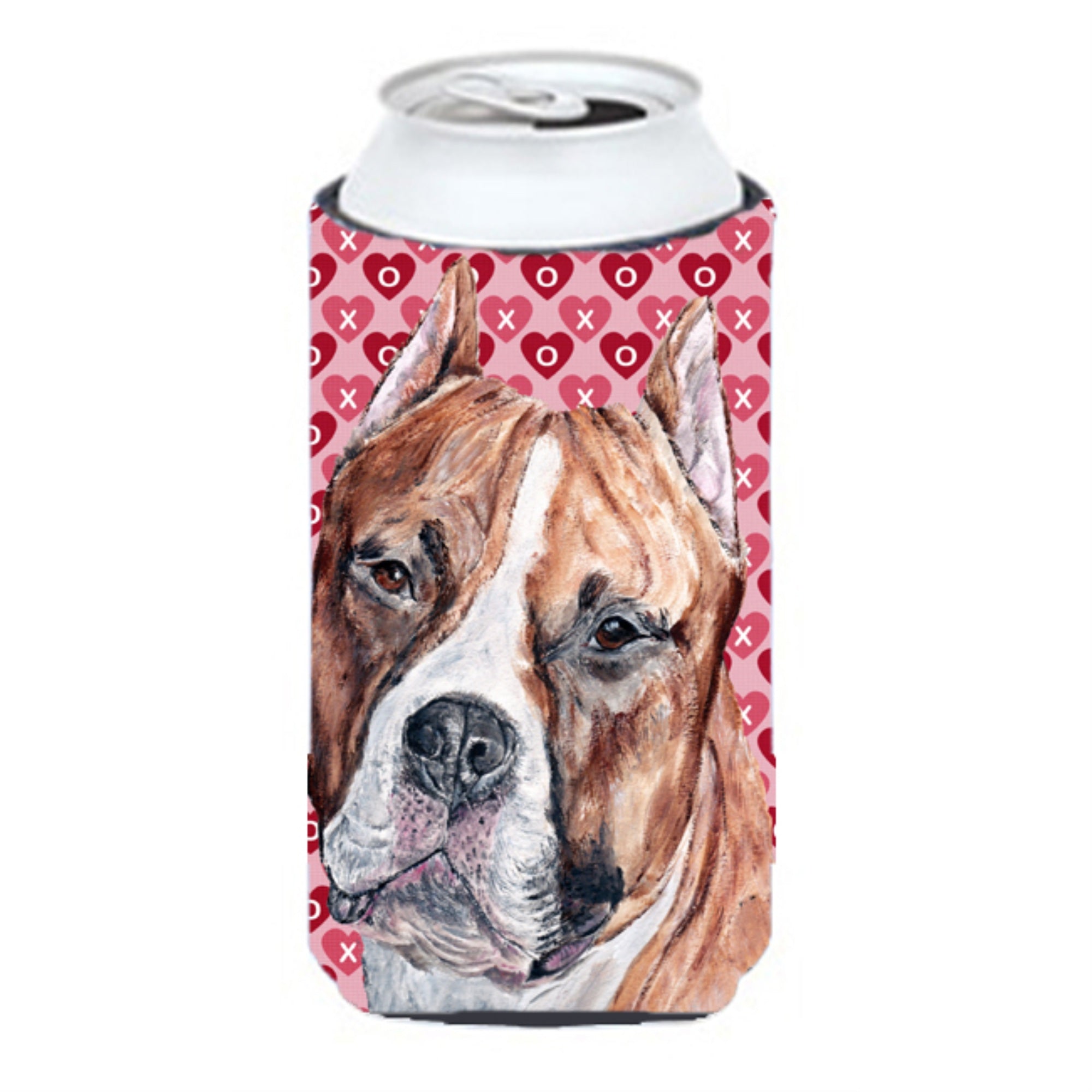 Staffordshire Bull Terrier Staffie Hearts and Love Tall Boy Beverage Insulator Hugger SC9704TBC