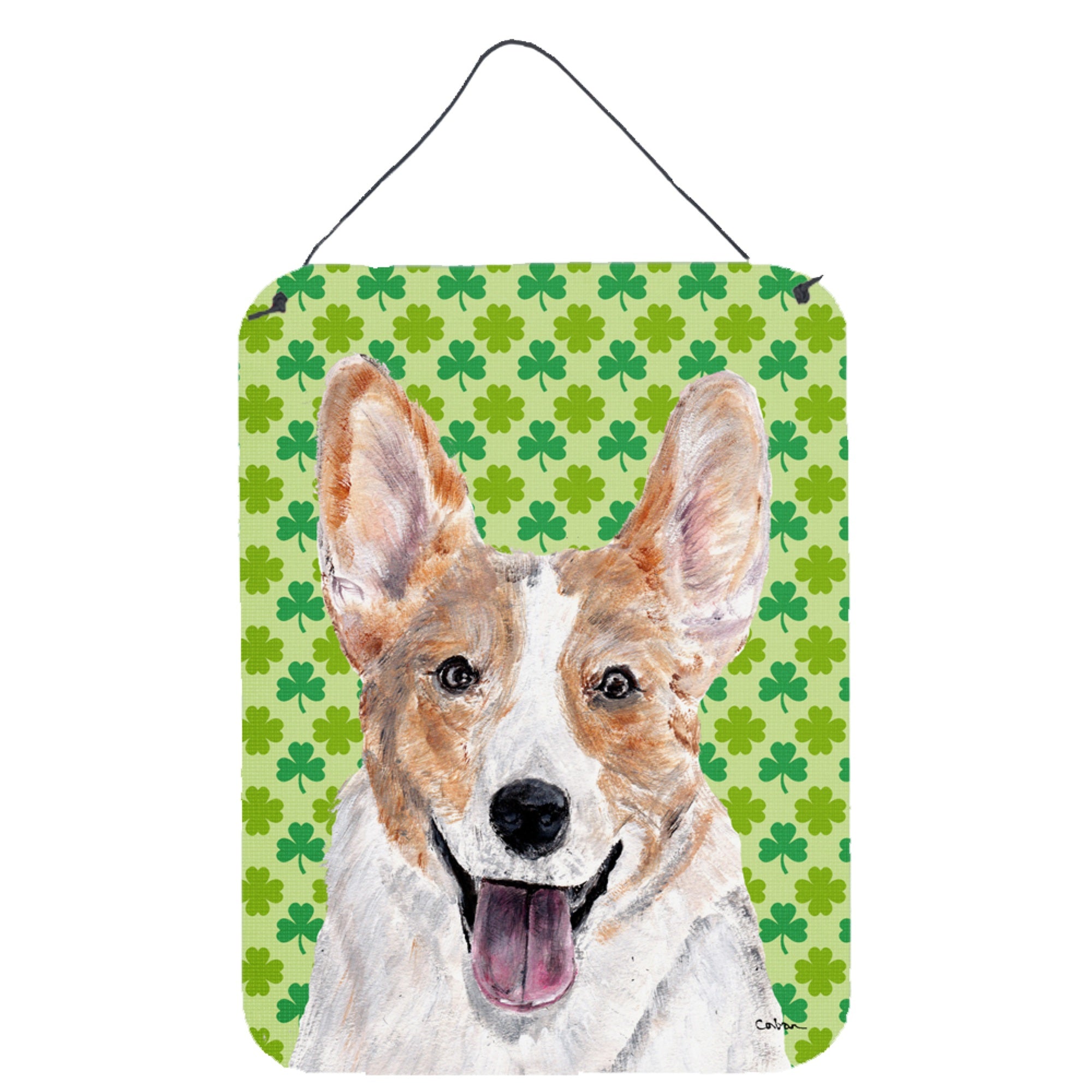 'Caroline'S Treasures Cardigan Corgi Lucky Shamrock St. Patrick'S Day Wall Or Door Hanging Prints, 16'''' X 12''''''
