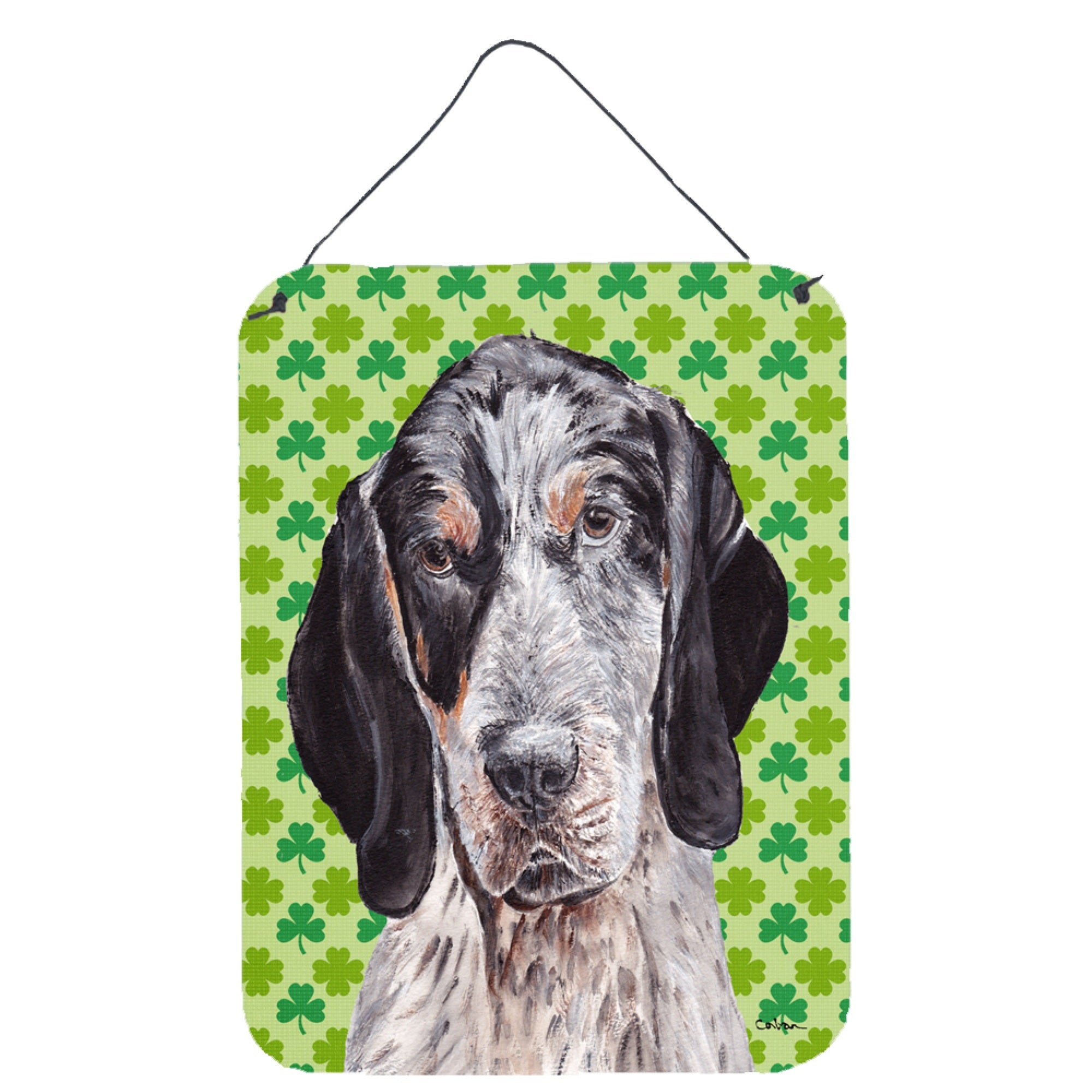 'Caroline'S Treasures Blue Tick Coonhound Lucky Shamrock St. Patrick'S Day Wall Or Door Hanging Prints, 16'''' X 12''''''