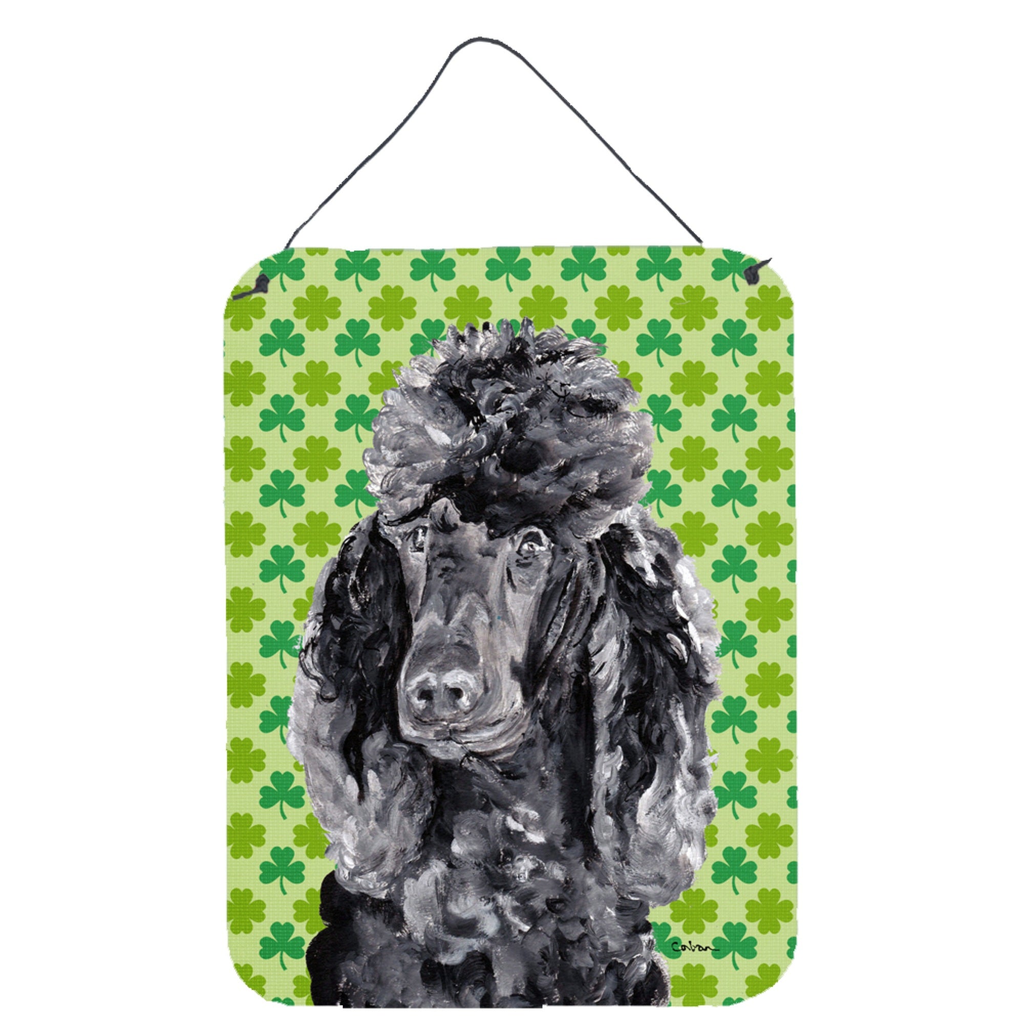 'Caroline'S Treasures Black Standard Poodle Lucky Shamrock St. Patrick'S Day Wall Or Door Hanging Prints, 16'''' X 12''''''