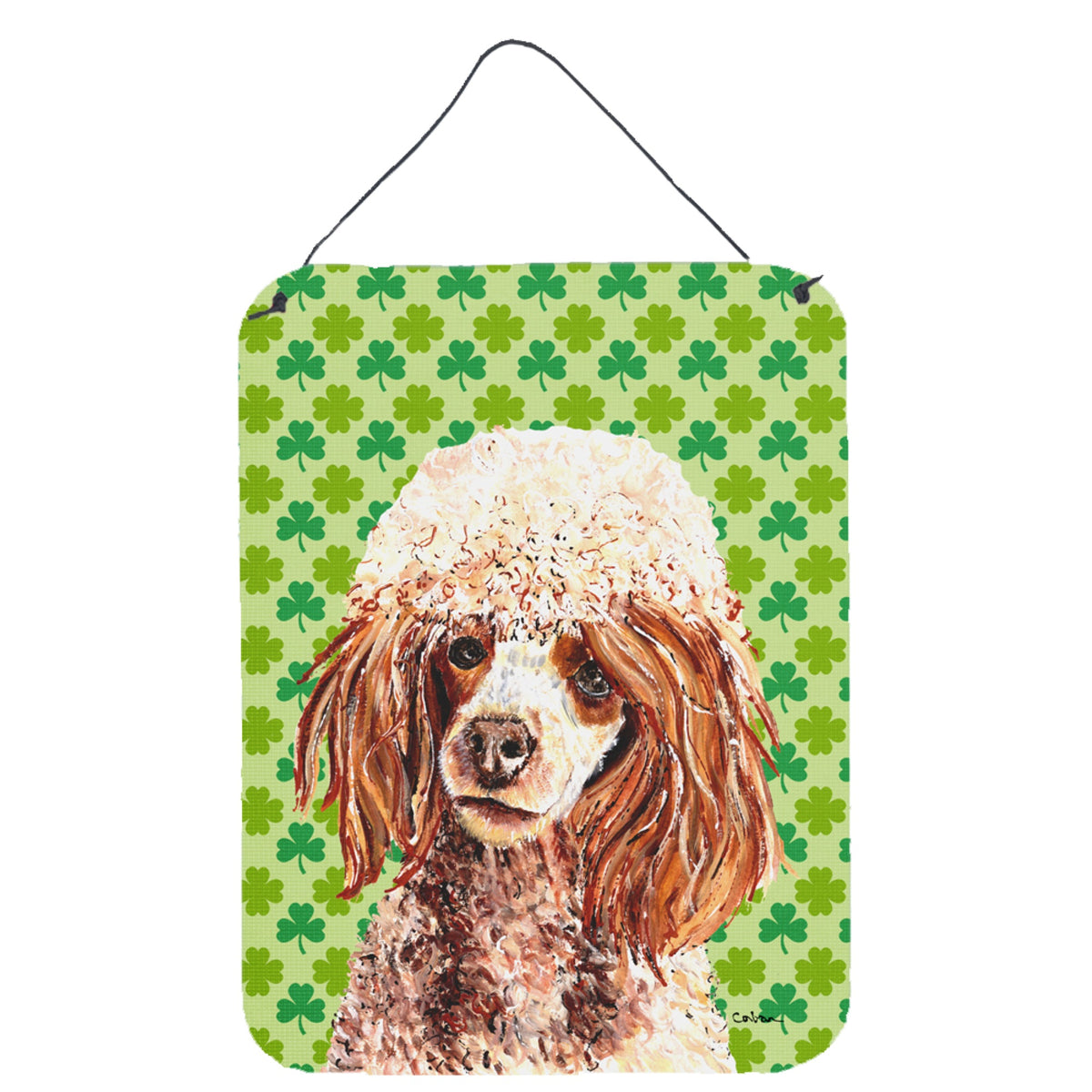 'Caroline'S Treasures Red Miniature Poodle Lucky Shamrock St. Patrick'S Day Wall Or Door Hanging Prints, 16'''' X 12''''''