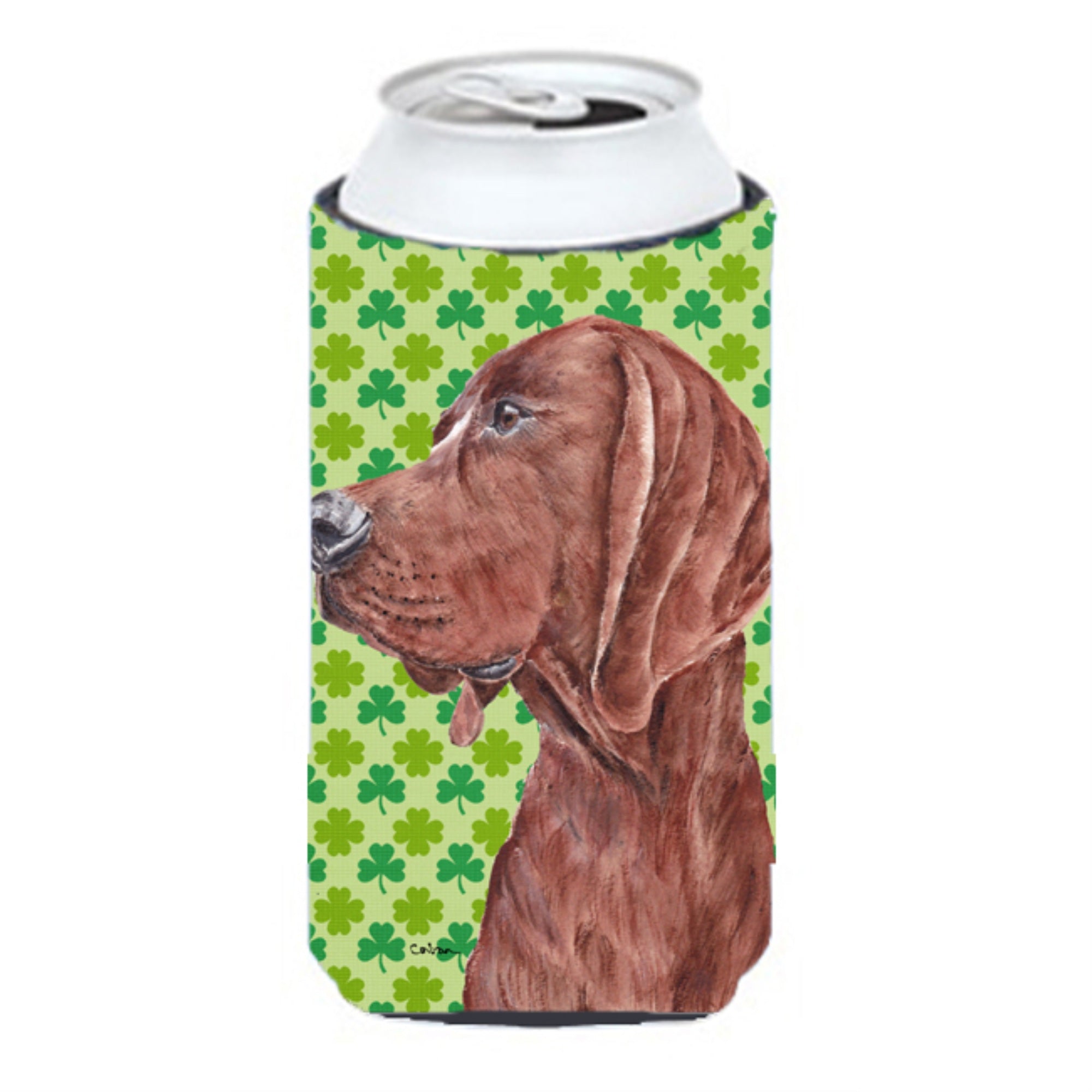 Redbone Coonhound Lucky Shamrock St. Patrick'S Day Tall Boy Beverage Insulator Hugger Sc9731Tbc