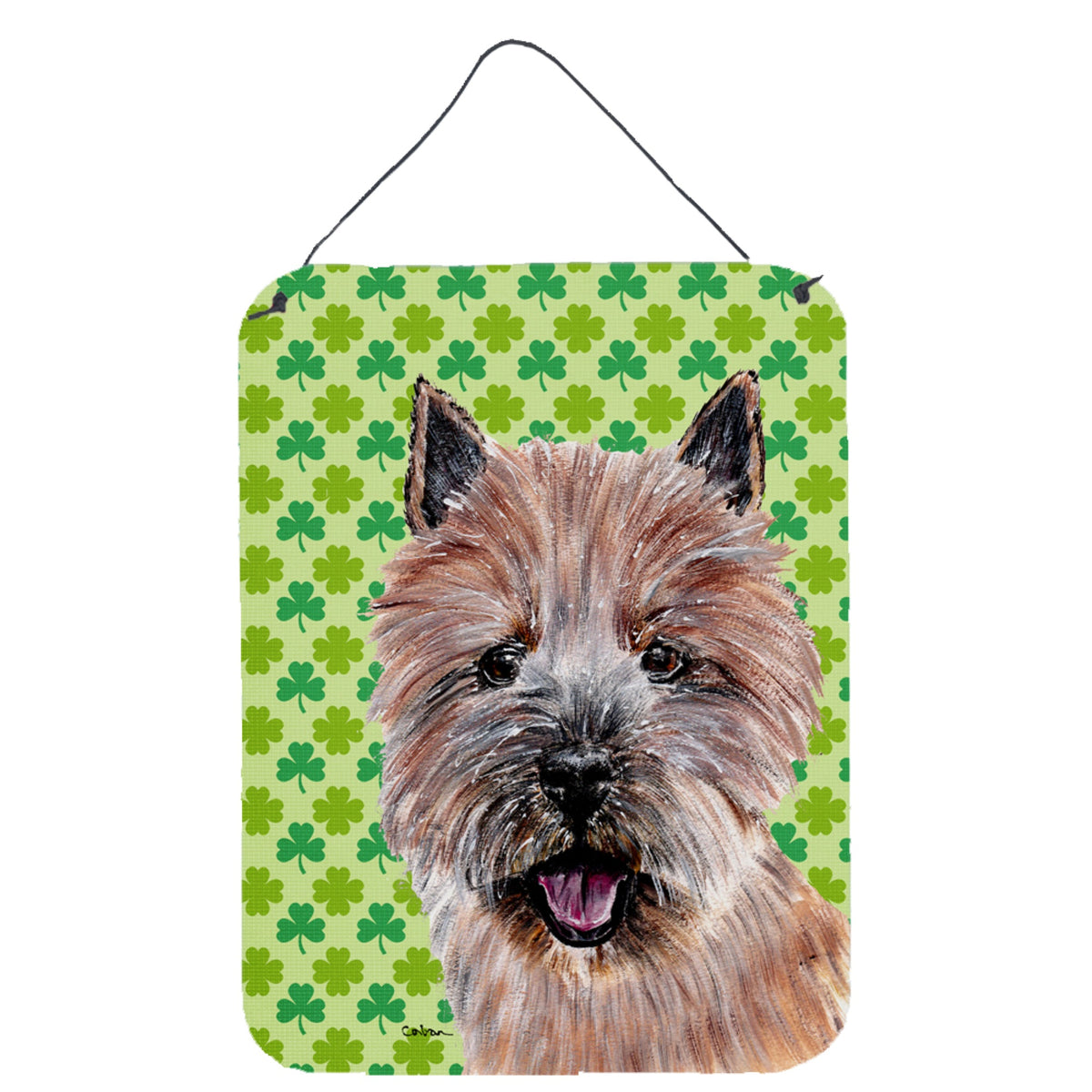 'Caroline'S Treasures Norwich Terrier Lucky Shamrock St. Patrick'S Day Wall Or Door Hanging Prints, 16'''' X 12''''''