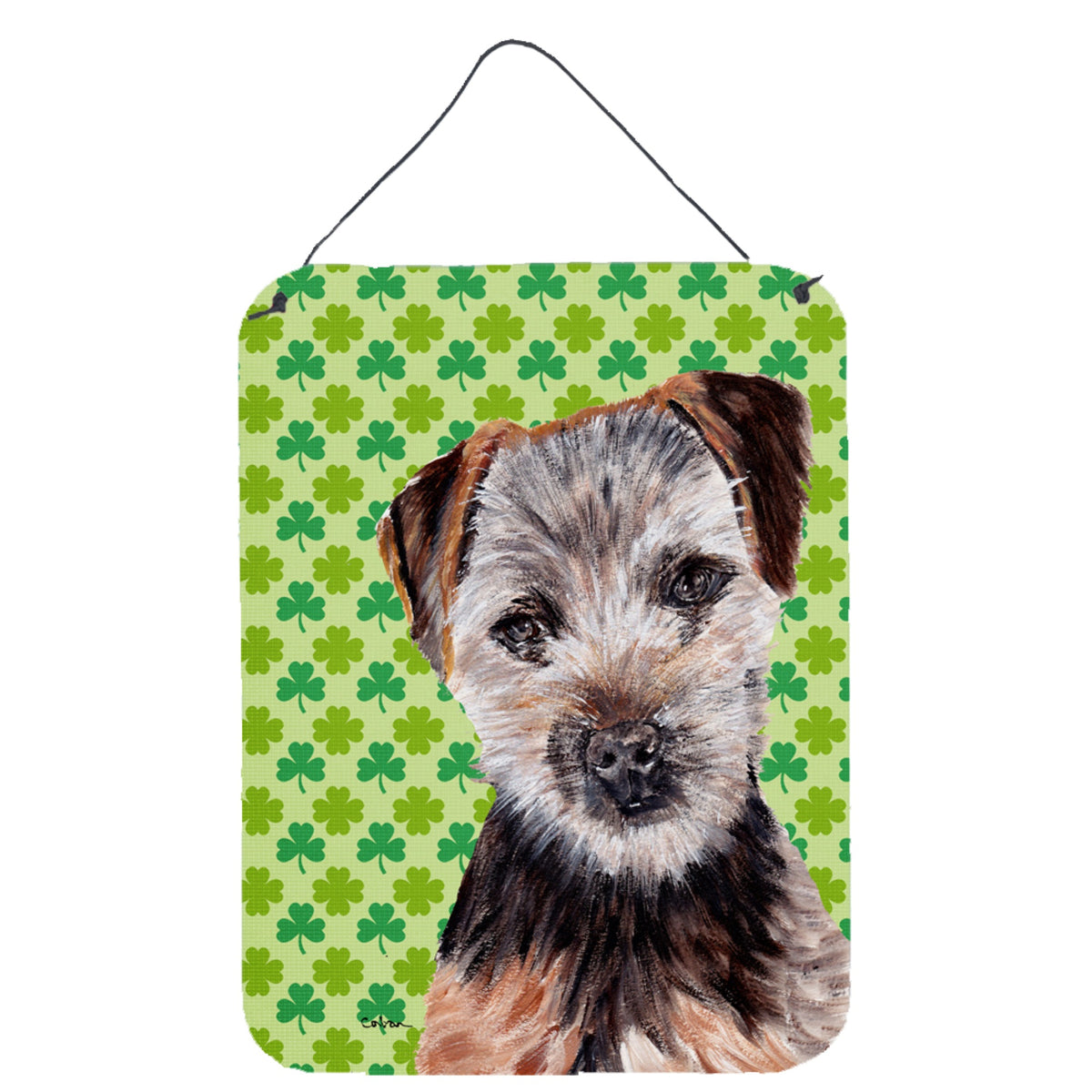 'Caroline'S Treasures Norfolk Terrier Puppy Lucky Shamrock St. Patrick'S Day Wall Or Door Hanging Prints, 16'''' X 12''''''