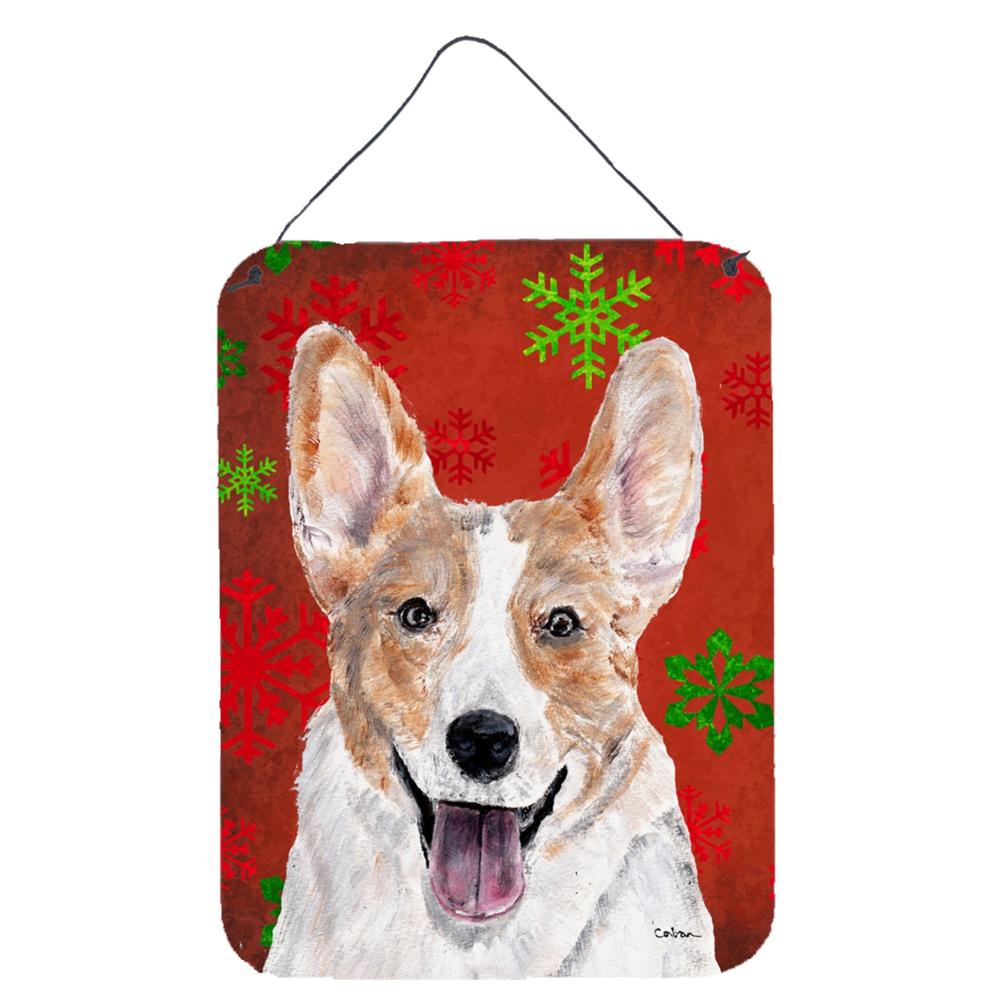'Caroline'S Treasures Cardigan Corgi Red Snowflakes Holiday Wall Or Door Hanging Prints, 16'''' X 12''''''