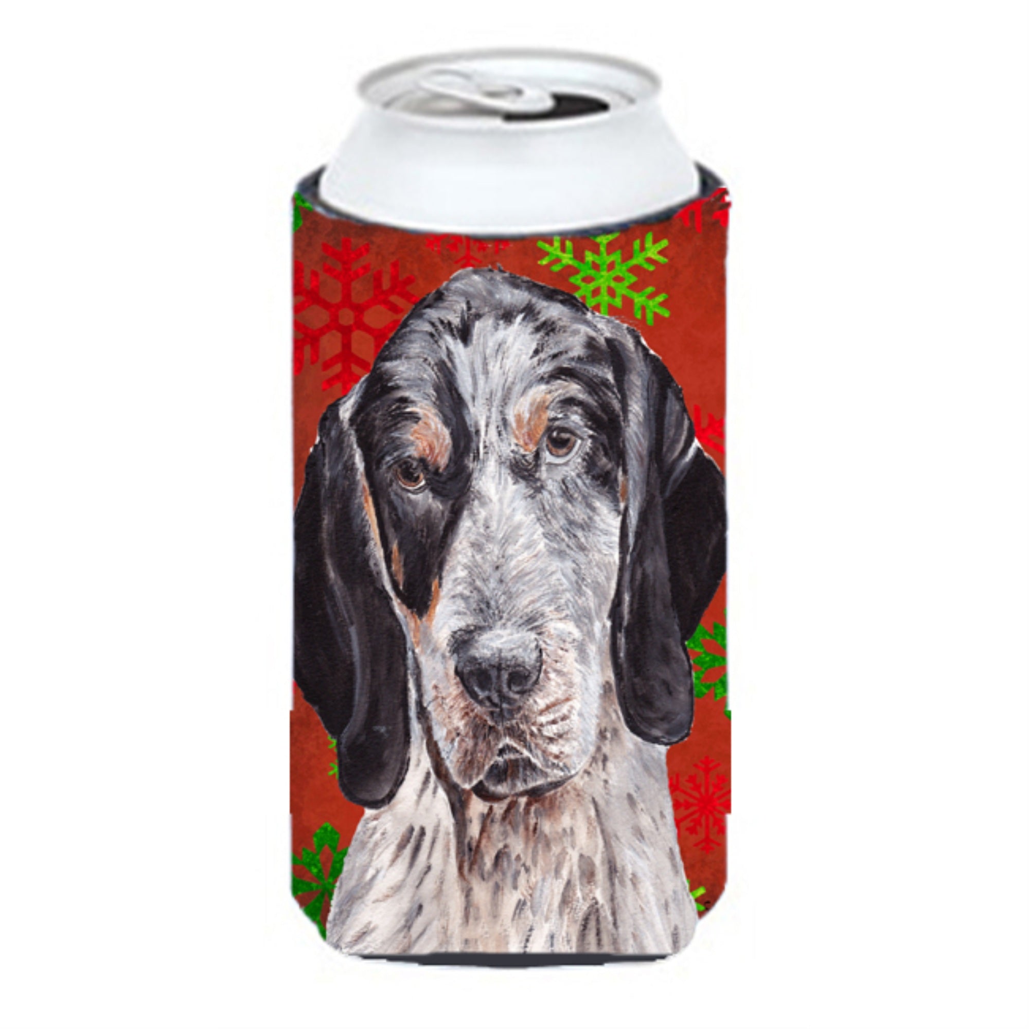 Blue Tick Coonhound Red Snowflakes Holiday Tall Boy Beverage Insulator Hugger SC9745TBC