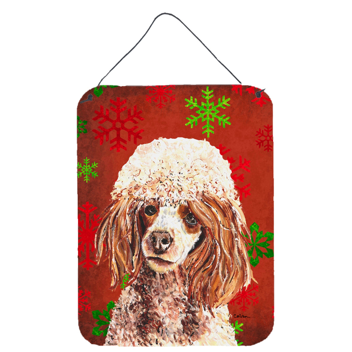 'Caroline'S Treasures Red Miniature Poodle Red Snowflakes Holiday Wall Or Door Hanging Prints, 16'''' X 12''''''