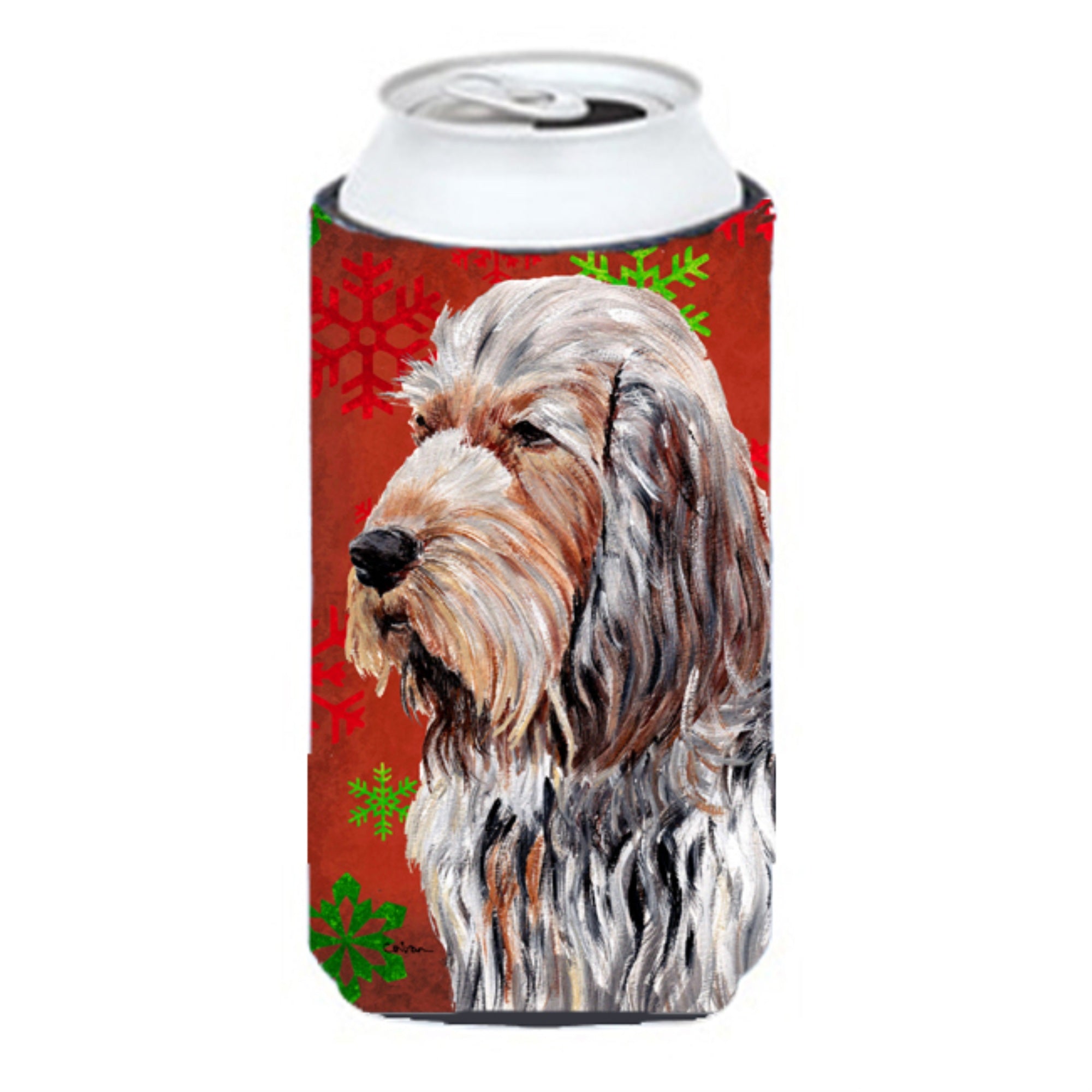 Otterhound Red Snowflakes Holiday Tall Boy Beverage Insulator Hugger Sc9756Tbc