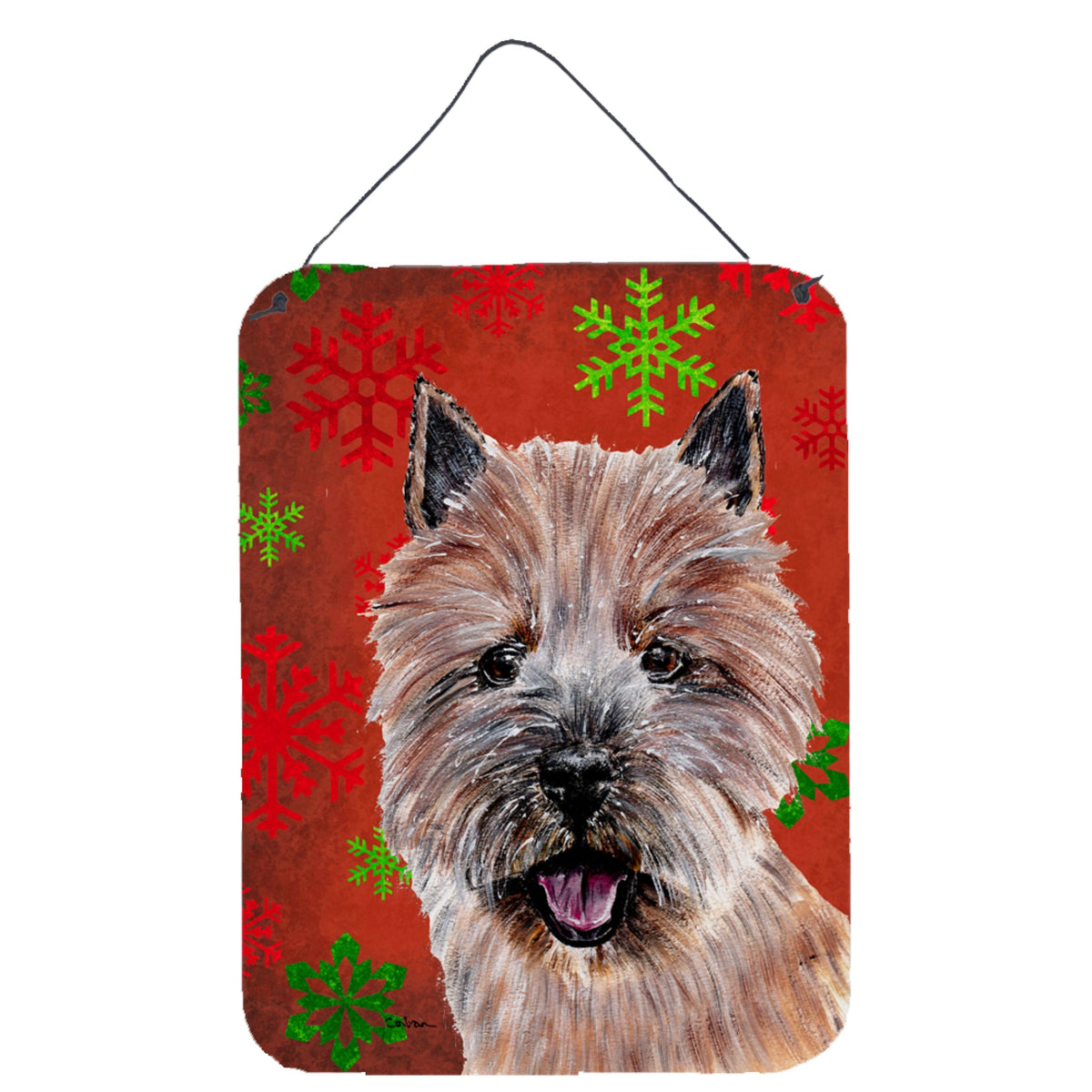 'Caroline'S Treasures Norwich Terrier Red Snowflakes Holiday Wall Or Door Hanging Prints, 16'''' X 12''''''