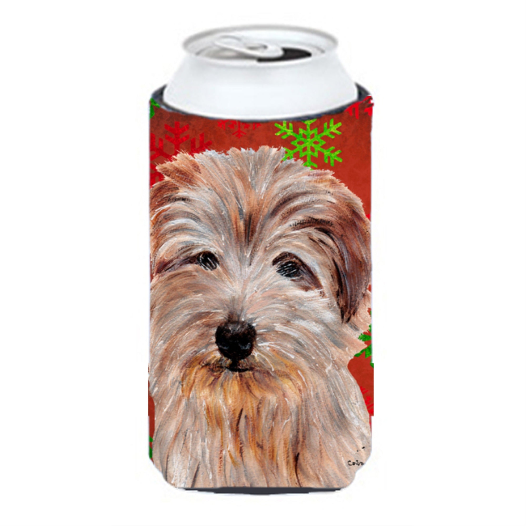 Norfolk Terrier Red Snowflakes Holiday Tall Boy Beverage Insulator Hugger Sc9760Tbc