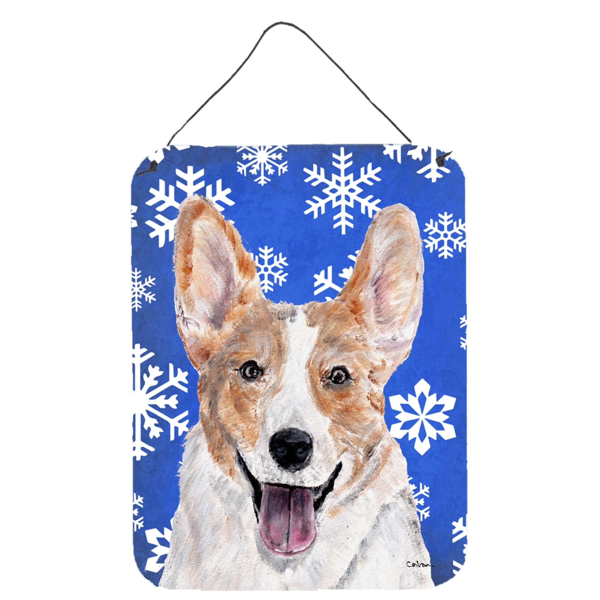 'Caroline'S Treasures Cardigan Corgi Winter Snowflakes Wall Or Door Hanging Prints, 16'''' X 12''''''