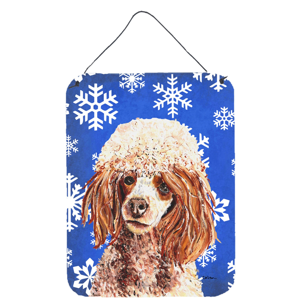 'Caroline'S Treasures Red Miniature Poodle Winter Snowflakes Wall Or Door Hanging Prints, 16'''' X 12''''''