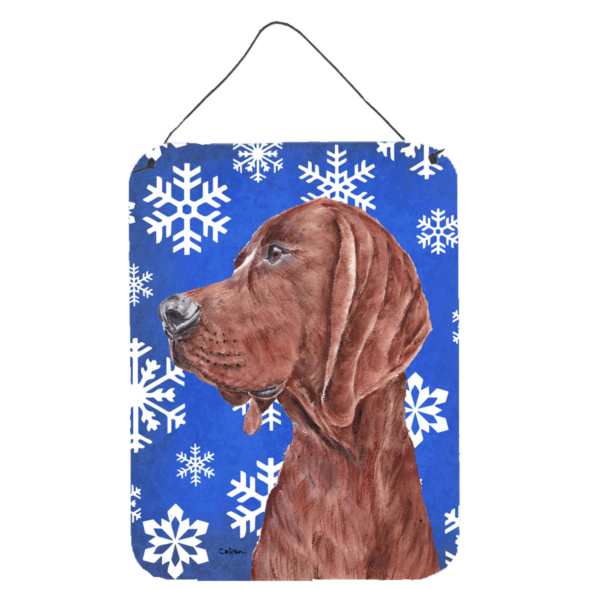 'Caroline'S Treasures Redbone Coonhound Winter Snowflakes Wall Or Door Hanging Prints, 16'''' X 12''''''