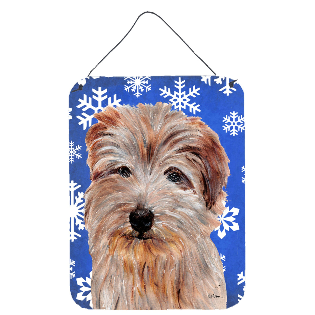 'Caroline'S Treasures Norfolk Terrier Winter Snowflakes Wall Or Door Hanging Prints, 16'''' X 12''''''